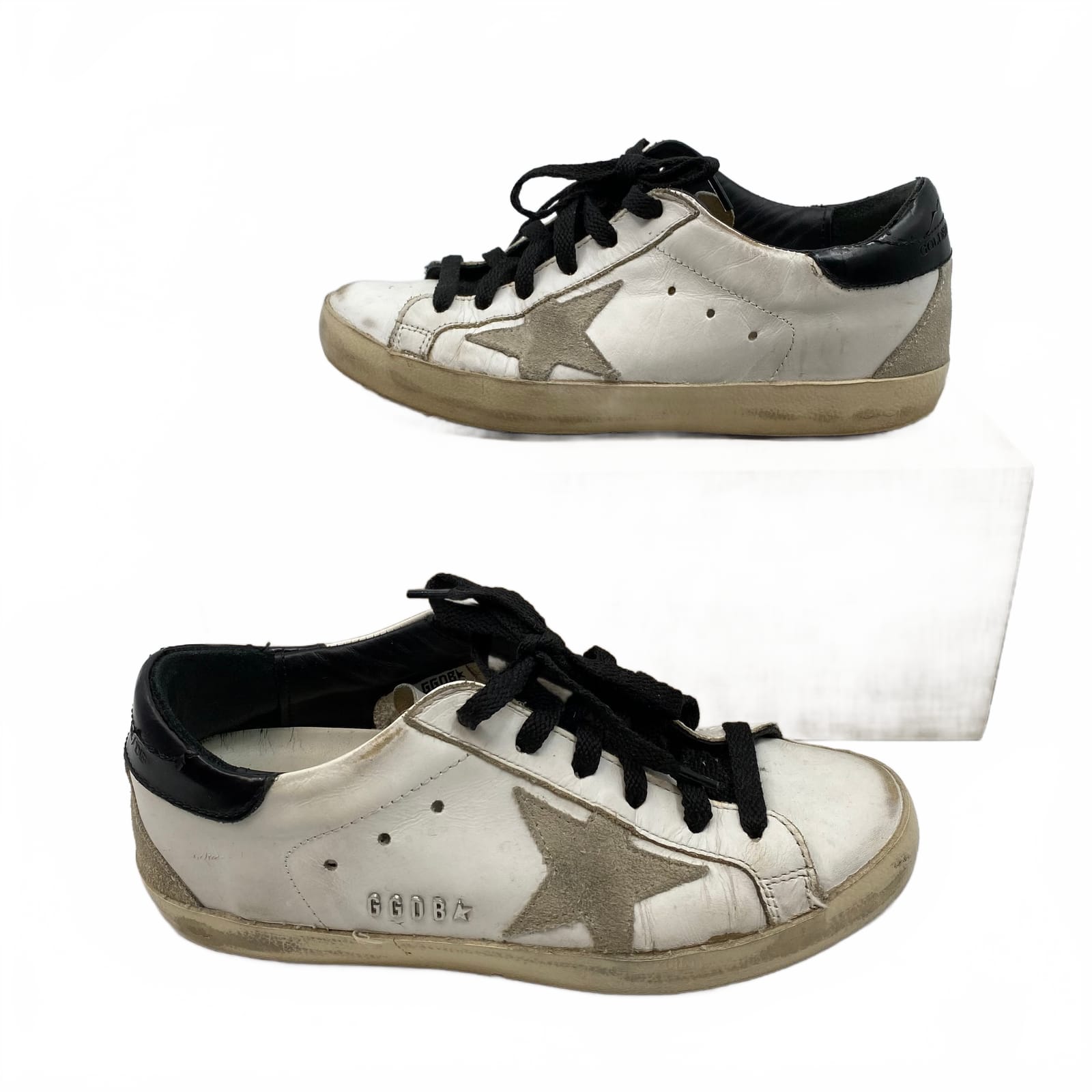 Golden Goose White Beige Leather Sneakers