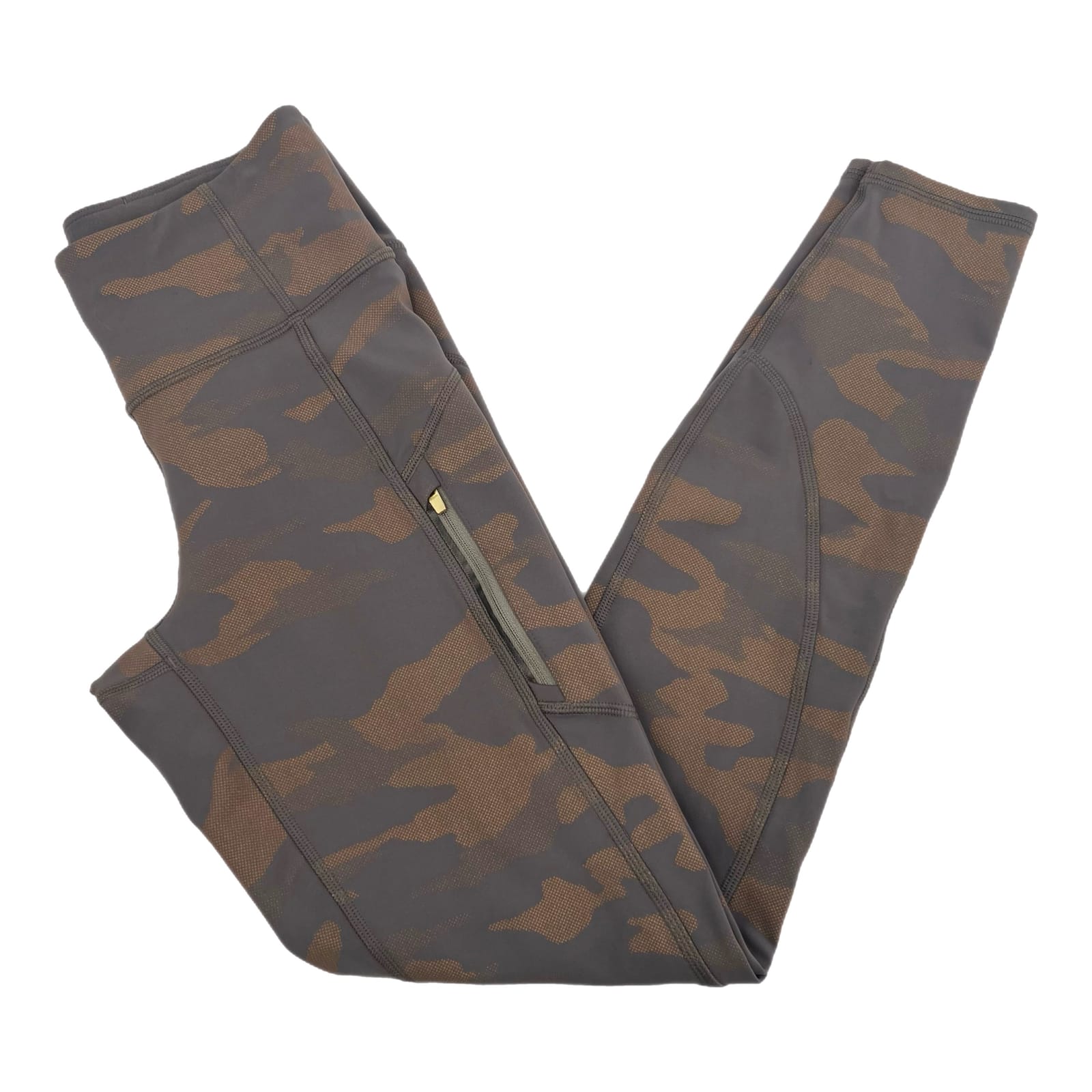 Athleta Gray & Orange Camouflage Athletic Leggings