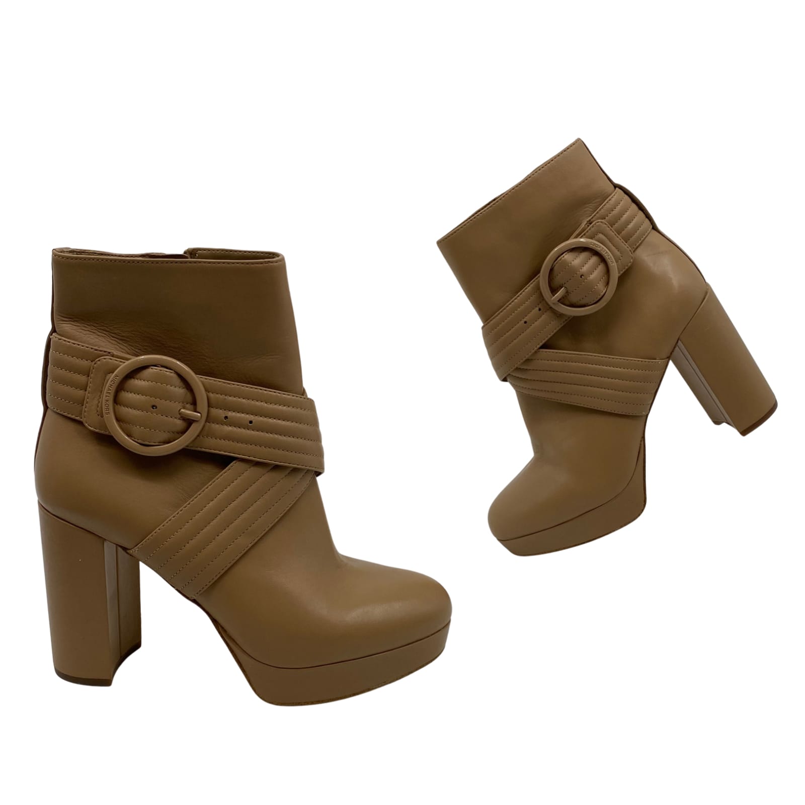 Michael Kors Tan Leather Ultra-High Heeled Boots