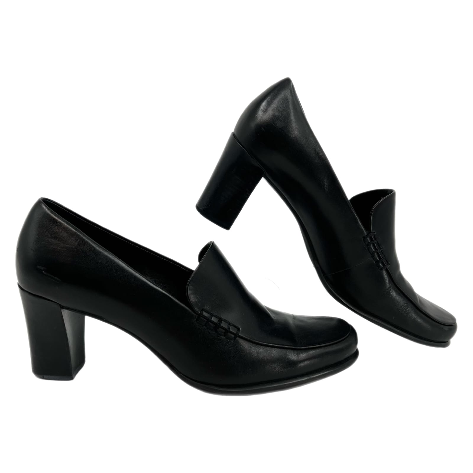 Franco Sarto Black Block Heel Loafer Heels