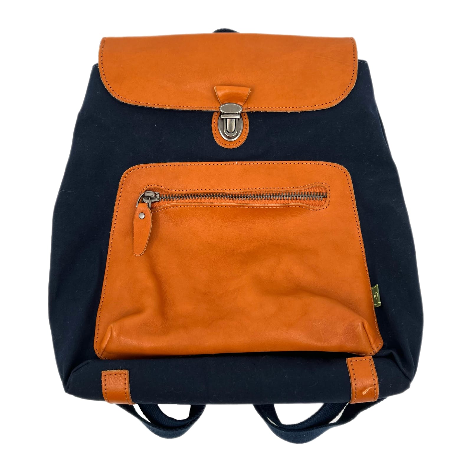 TSD Blue Orange Leather Accent Backpack