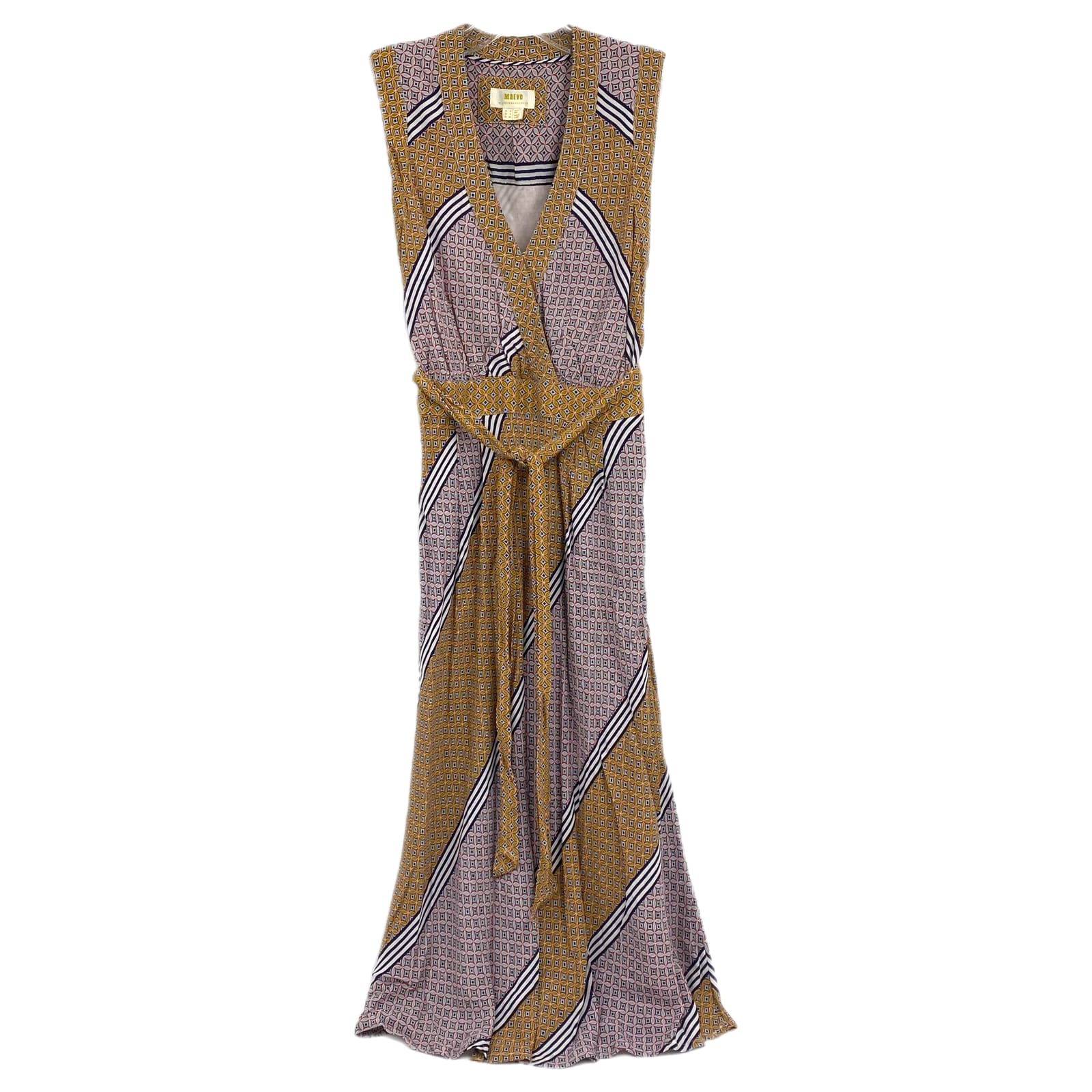 Maeve Gray Green Multicolor Printed Midi Dress