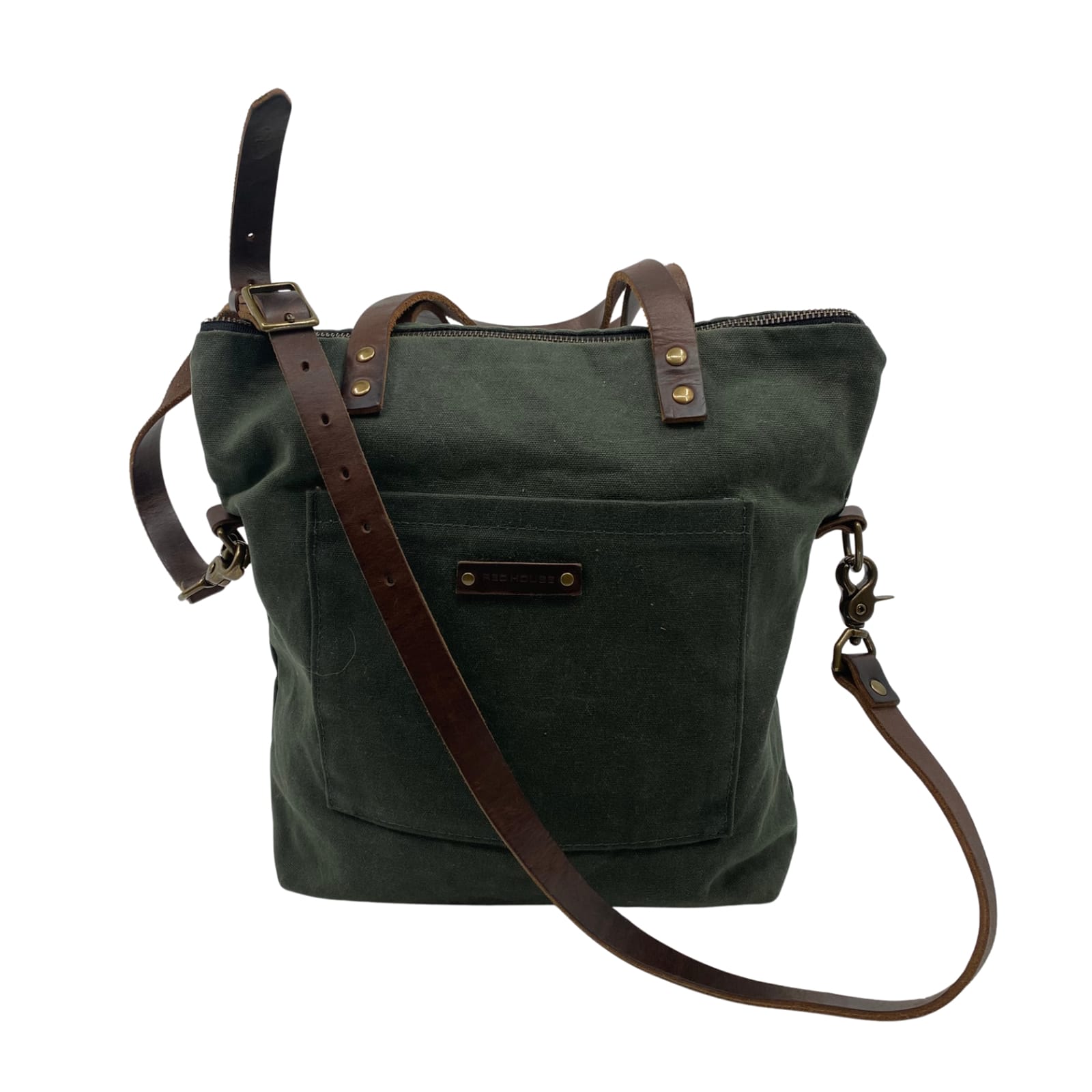 Red House Green Canvas & Leather Crossbody Bag