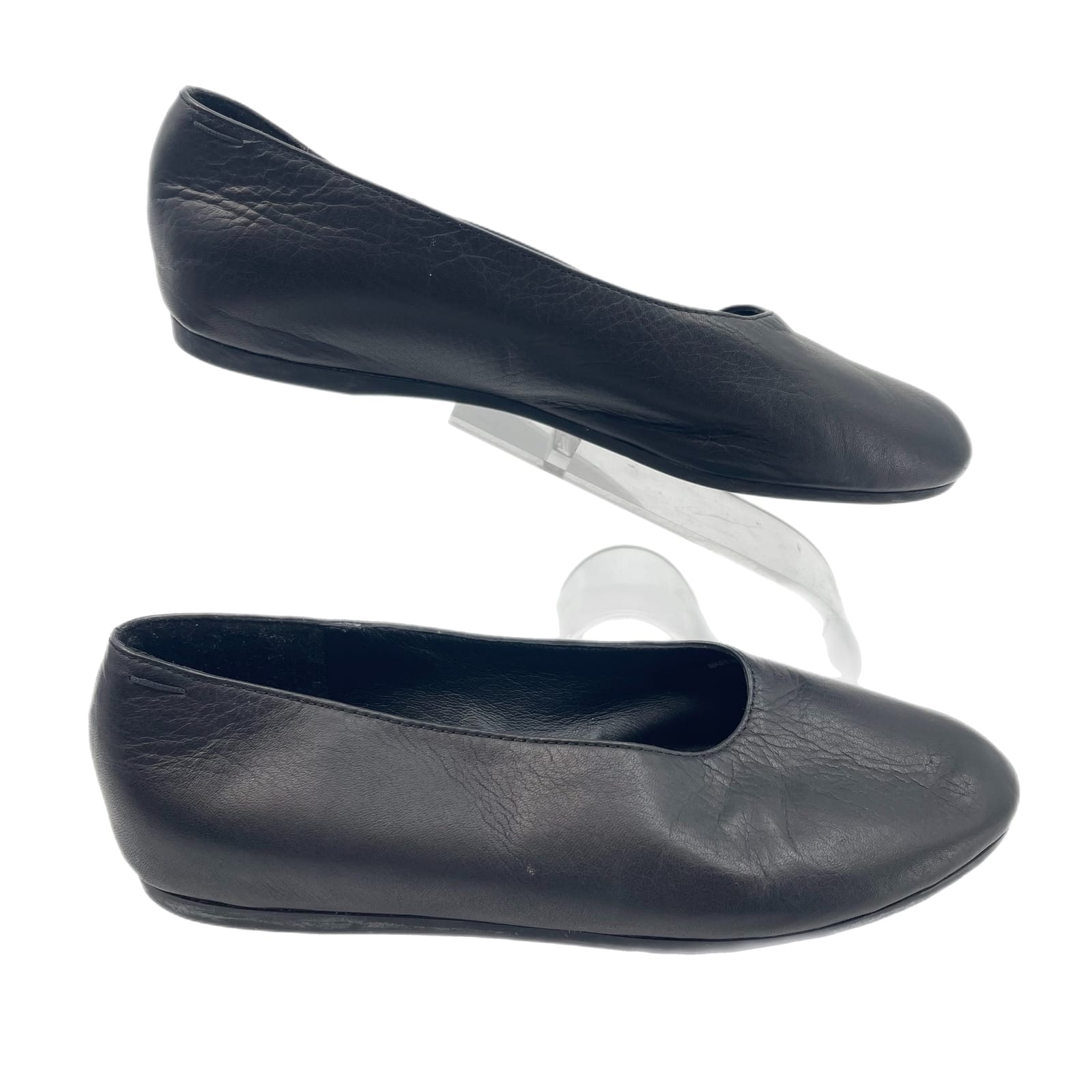 Eileen Fisher Black Leather Almond Toe Flats