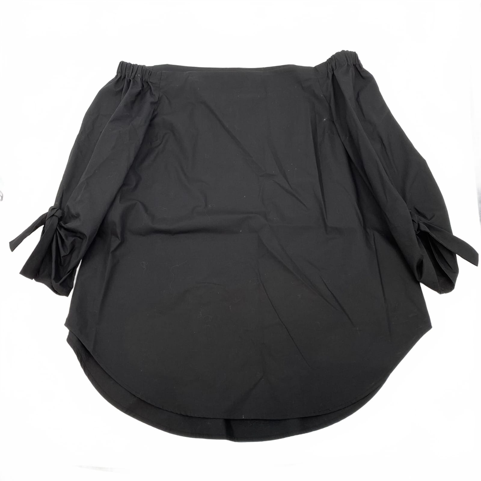 Babaton Black Cotton Off-the-Shoulder Puff Sleeve Blouse