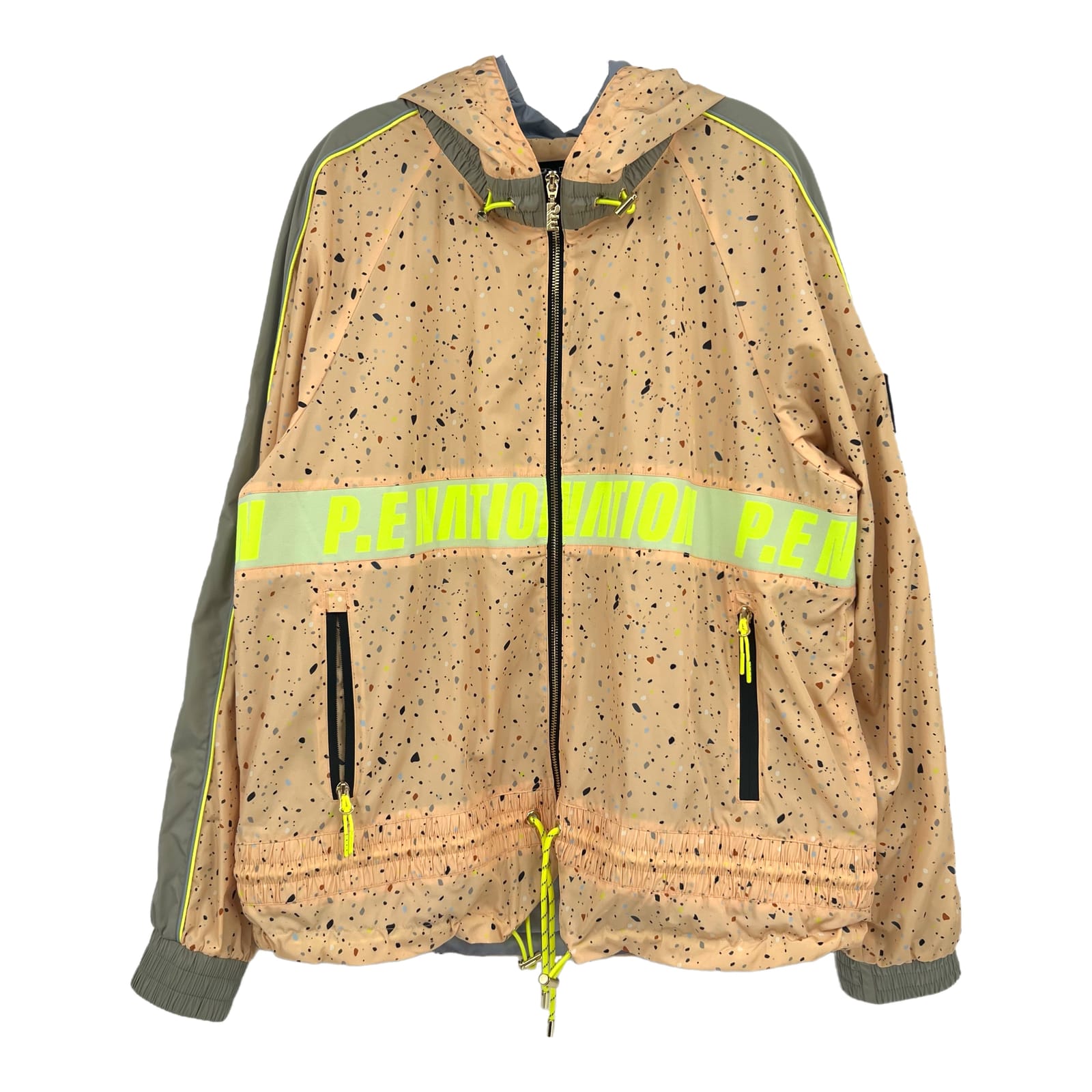 P.E Nation Orange Gray Speckled Hooded Windbreaker