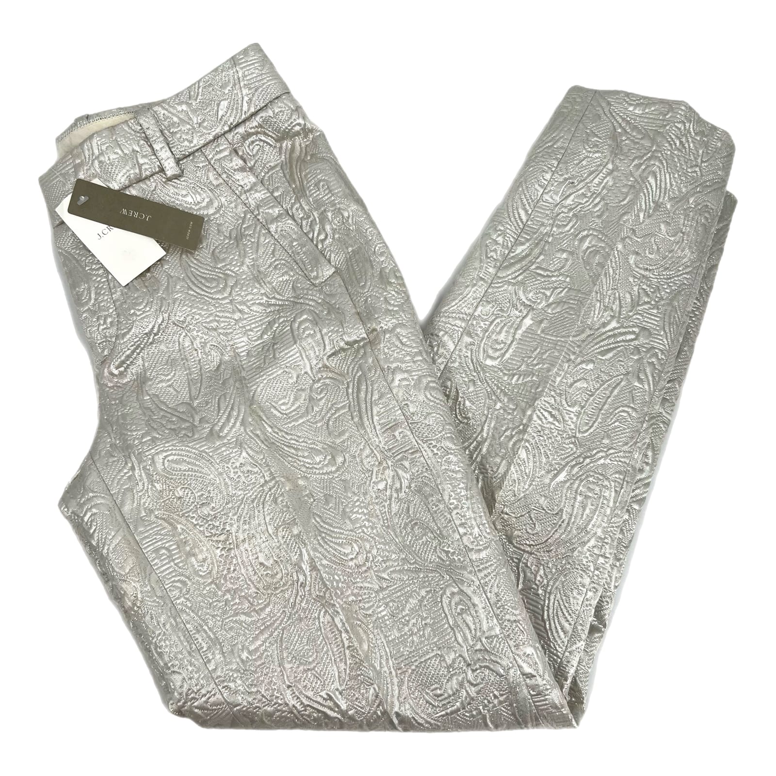 J. Crew Cream Metallic Crop Trousers