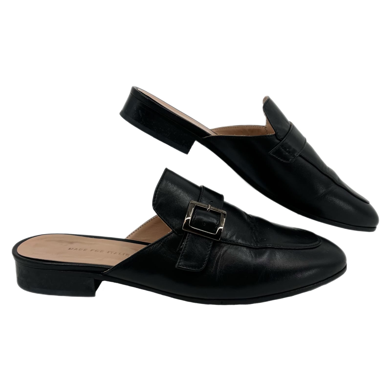 Vero Cuoio Black Buckle Detail Mule Loafers