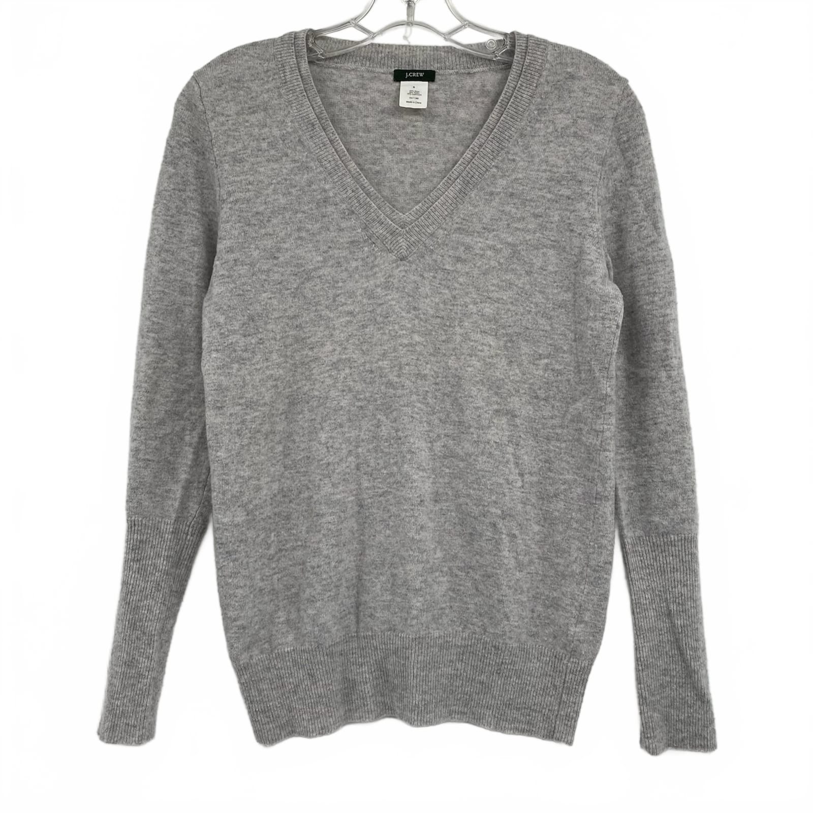 J. Crew Gray Wool Cashmere V-Neck Sweater