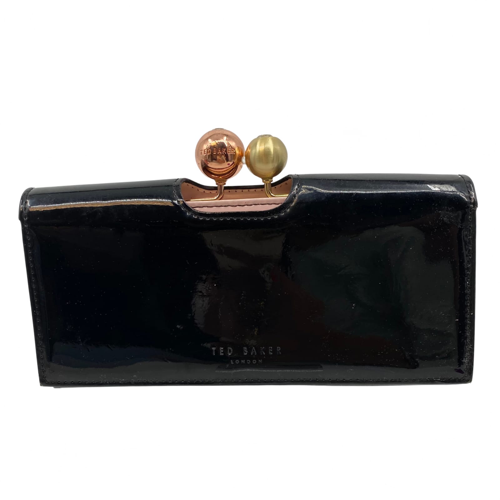 Ted Baker Black Patent Leather Clutch Wallet