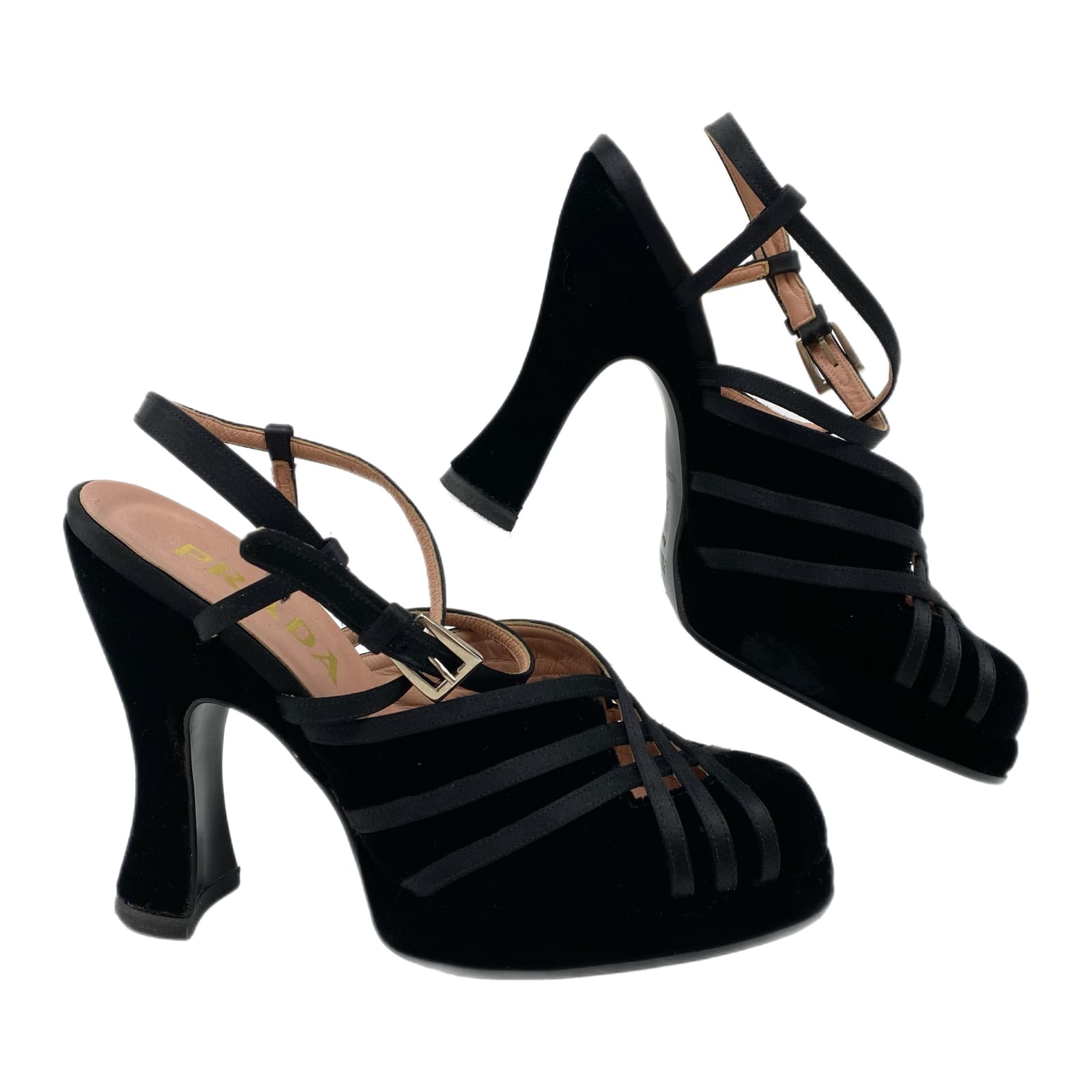 Prada Black Velvet Heels