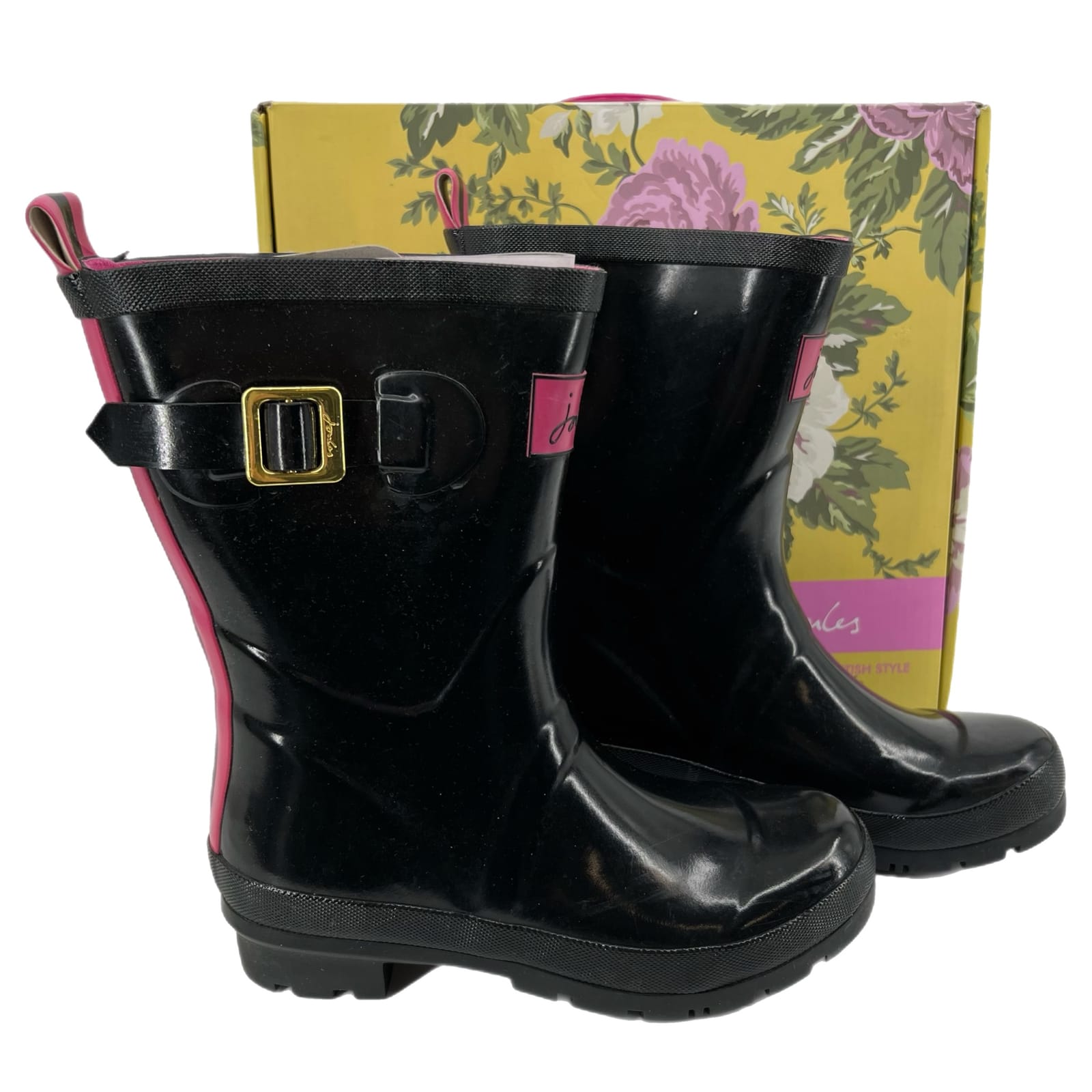 Joules Black Rubber Winter Rain Boots