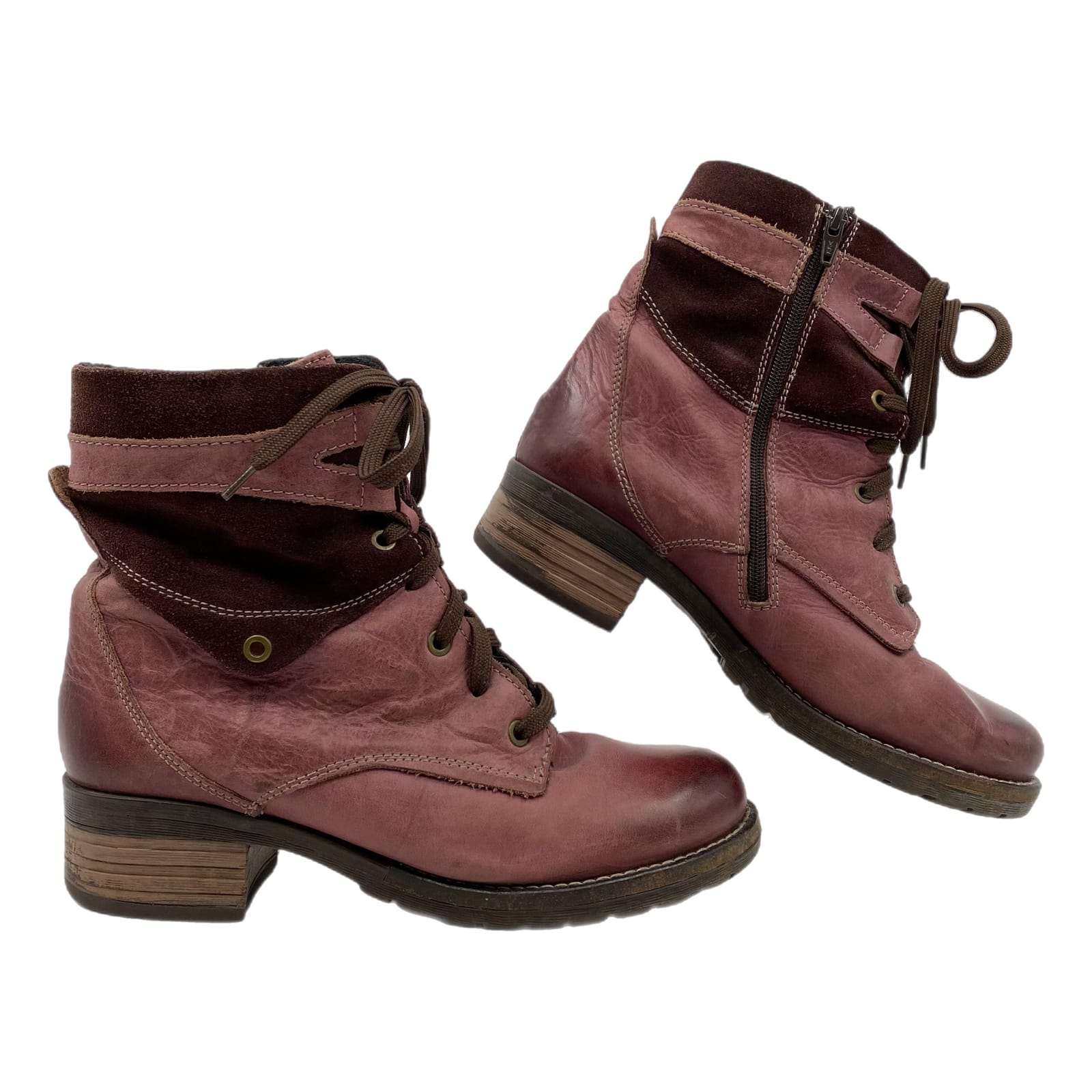 Dromedaris Burgundy Red Leather Lace-Up Boots