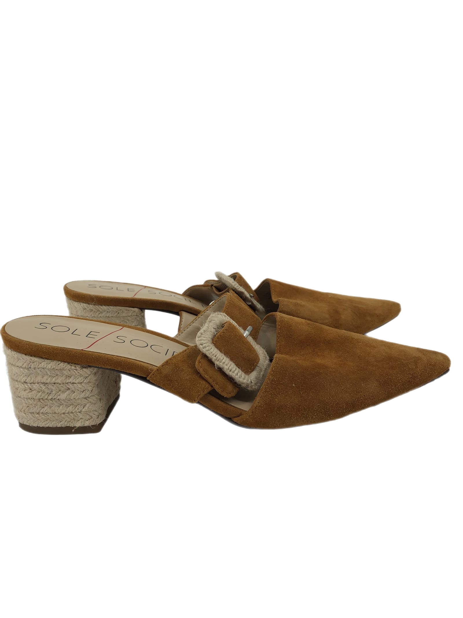 Sole Society Tan Leather Mule Heels
