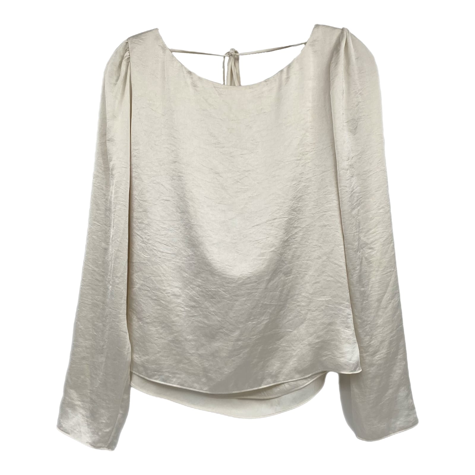 Wilfred Cream Satin Long Sleeve Open Back Blouse