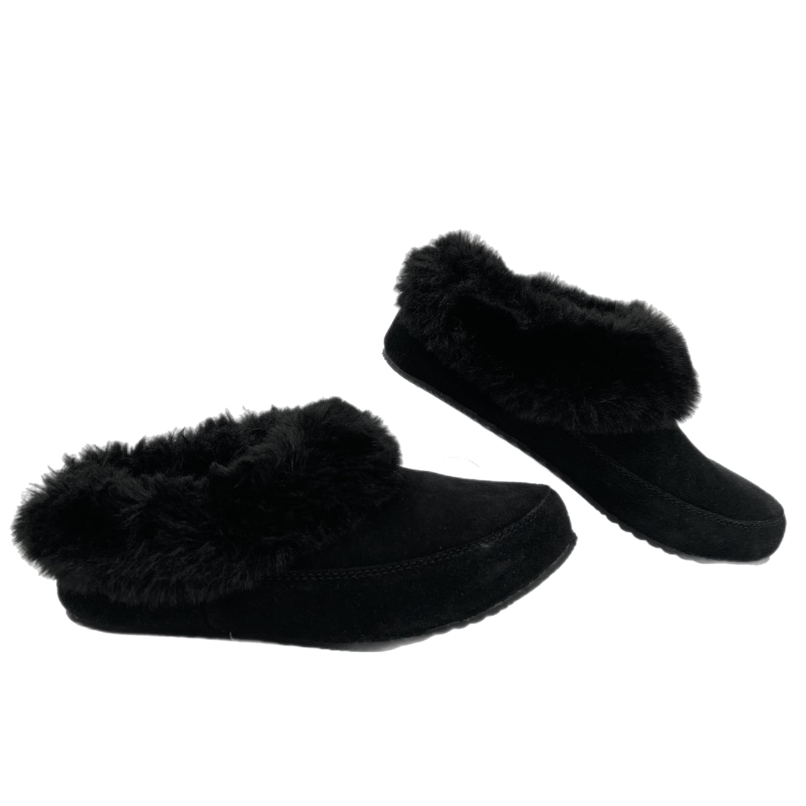 Sorel Black Suede Coffee Run Fuzzy Slippers