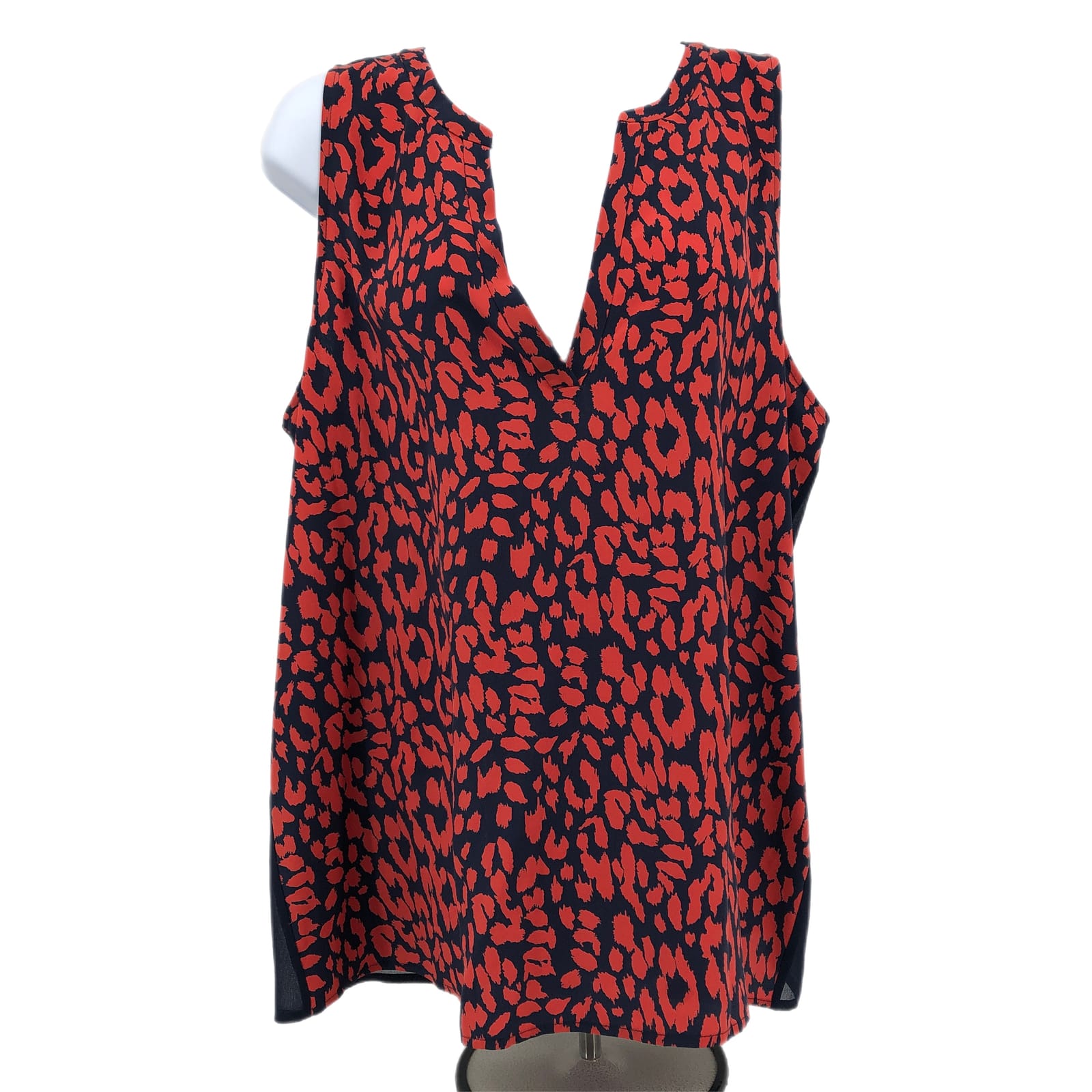 Joie Black & Red Animal Print Silk Blouse