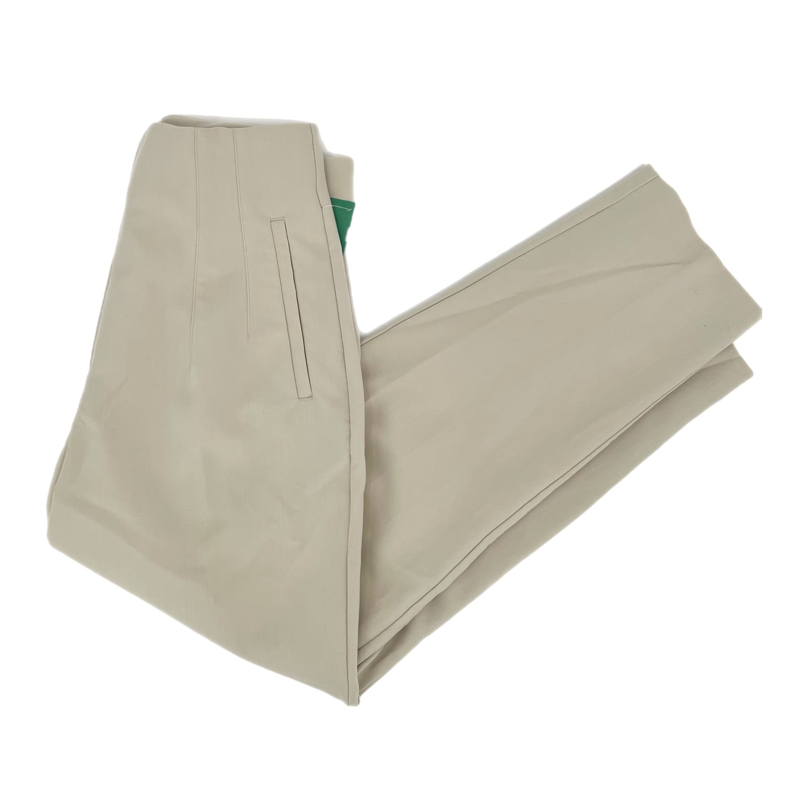 Zara Beige High-Rise Straight Leg Trousers