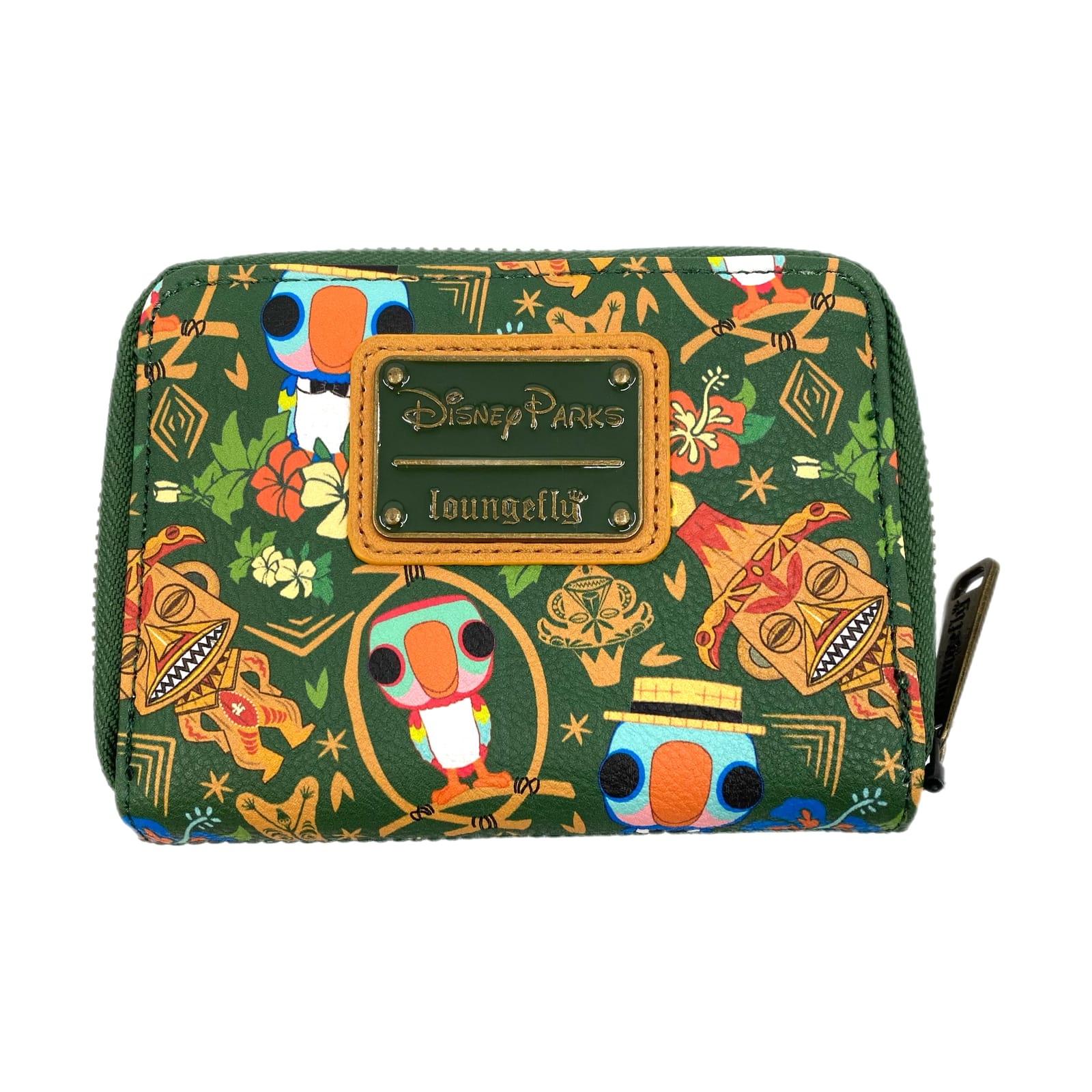 Loungefly Green Disney Parks Enchanted Tiki Room Zip-Around Wallet