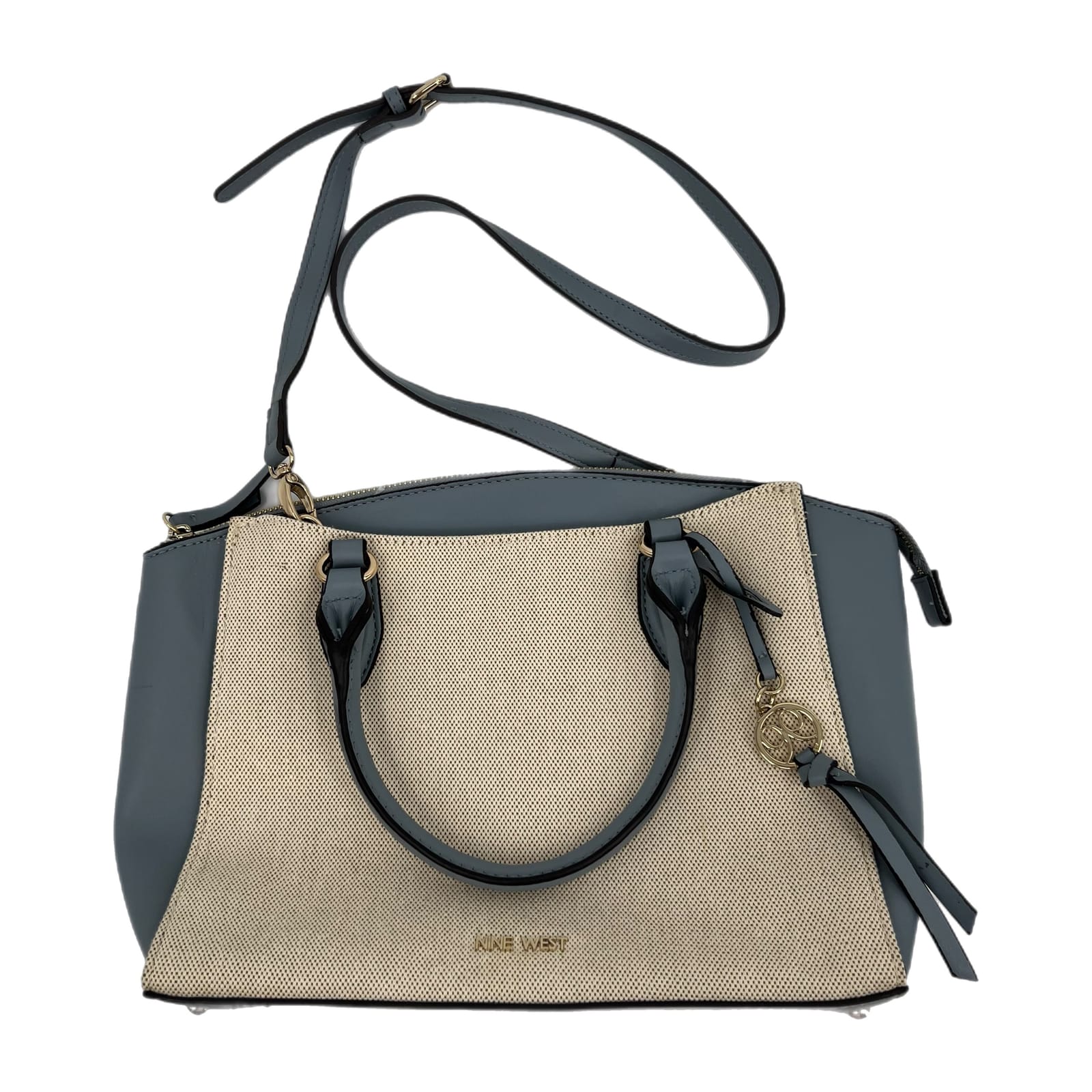 Nine West Blue Cream Zip Crossbody Bag