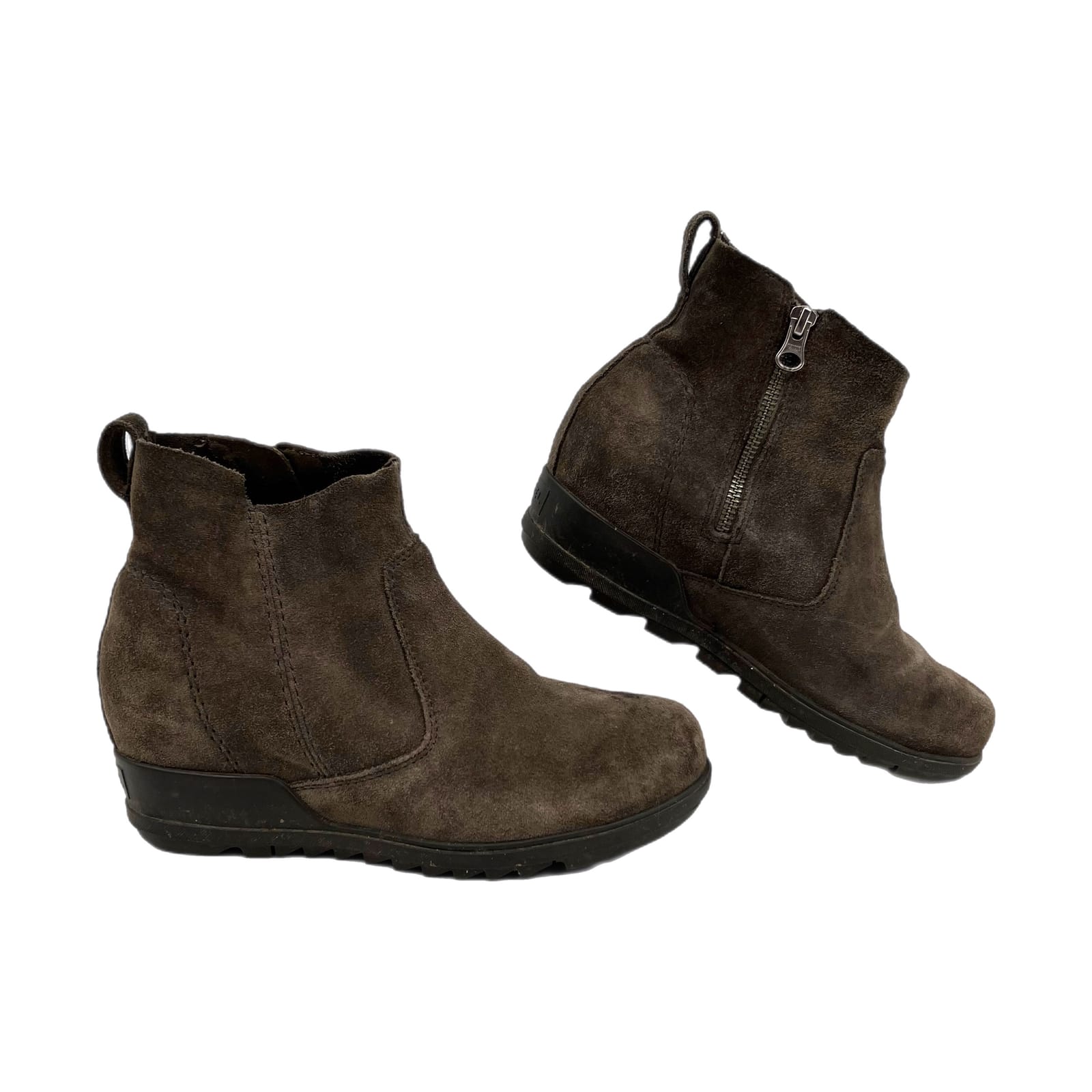 Sorel Brown Suede Wedge Ankle Booties