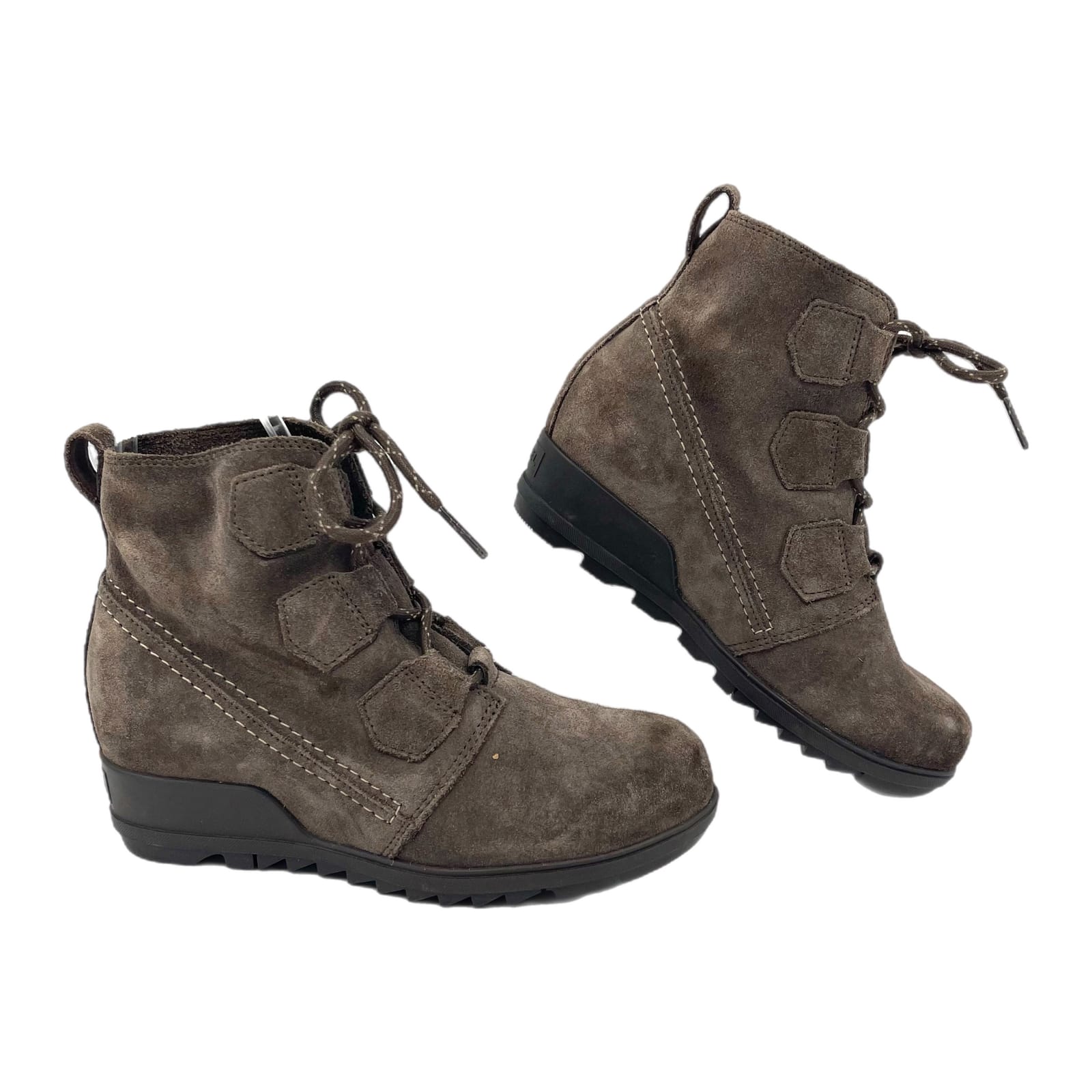 Sorel Gray Lace-Up Hidden Wedge Booties