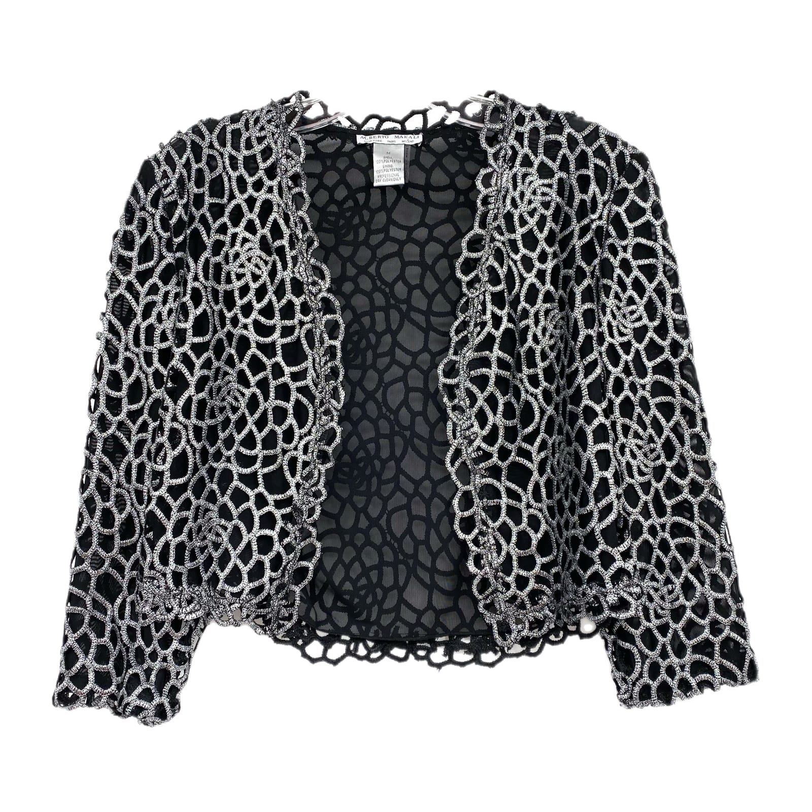 Alberto Makali Black Silver Lace Overlay Shrug