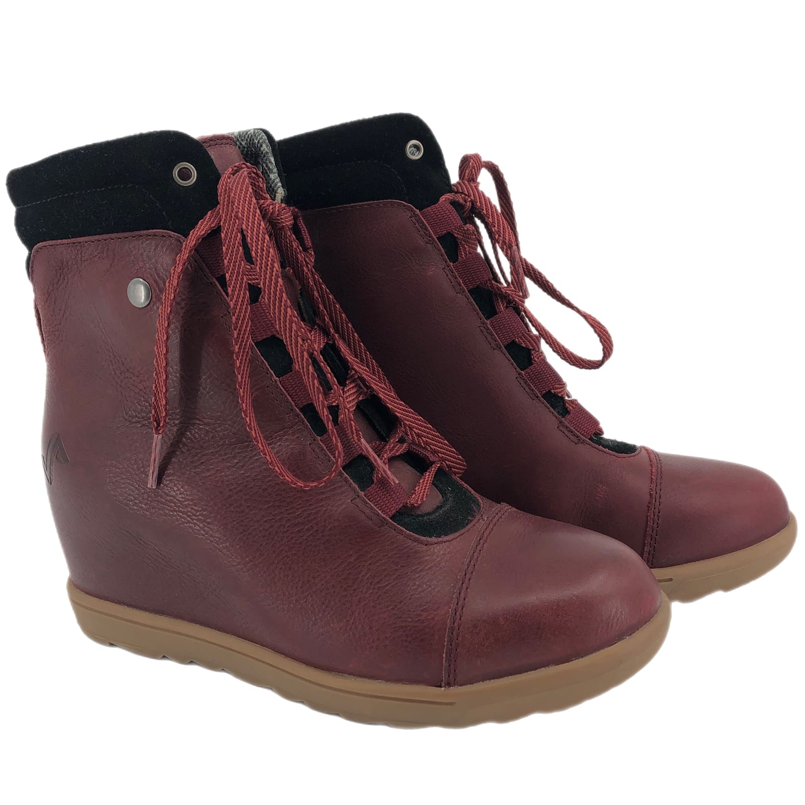 Stylish Red & Black Leather Ankle Boots & Booties