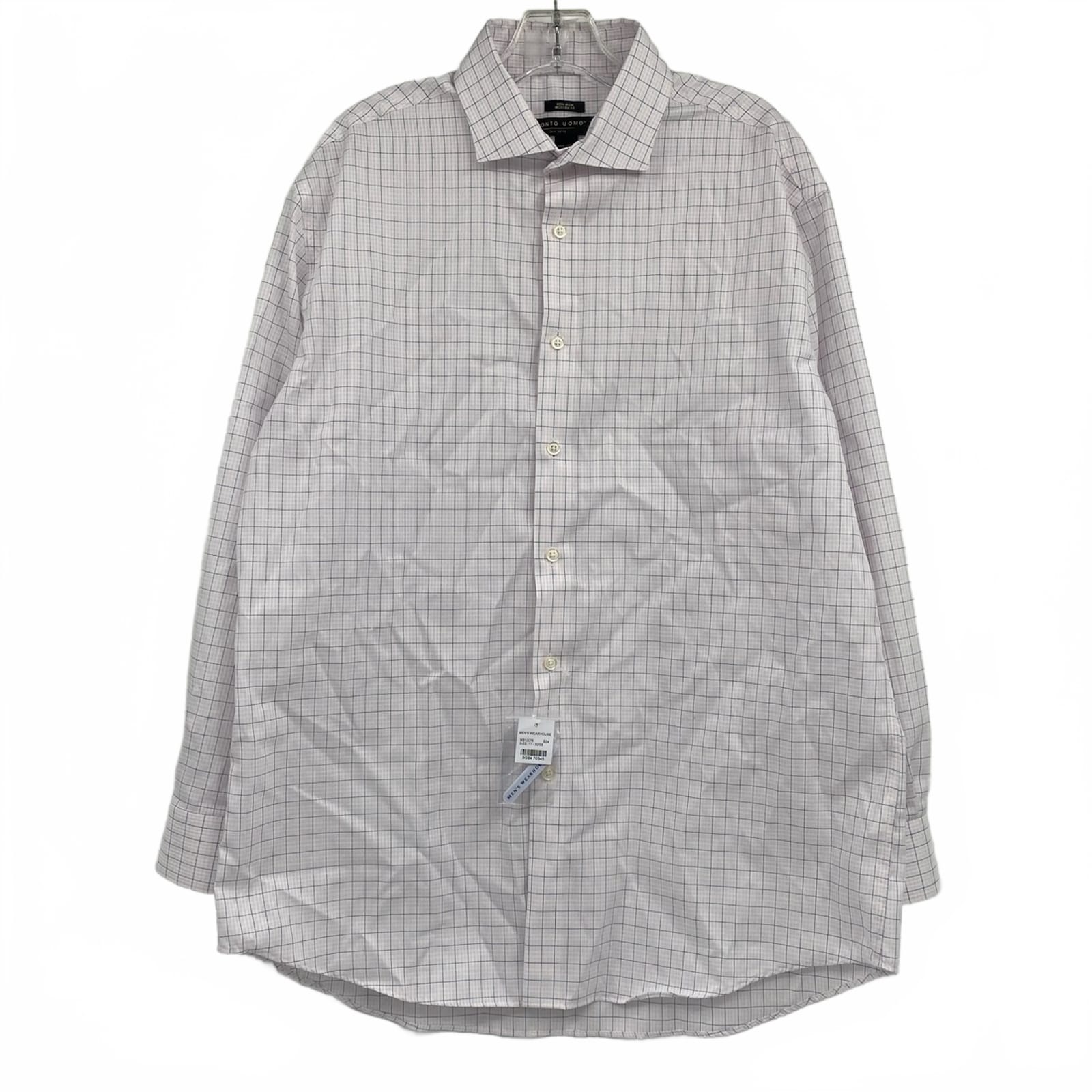Pronto Uomo White Pink Plaid Dress Shirt