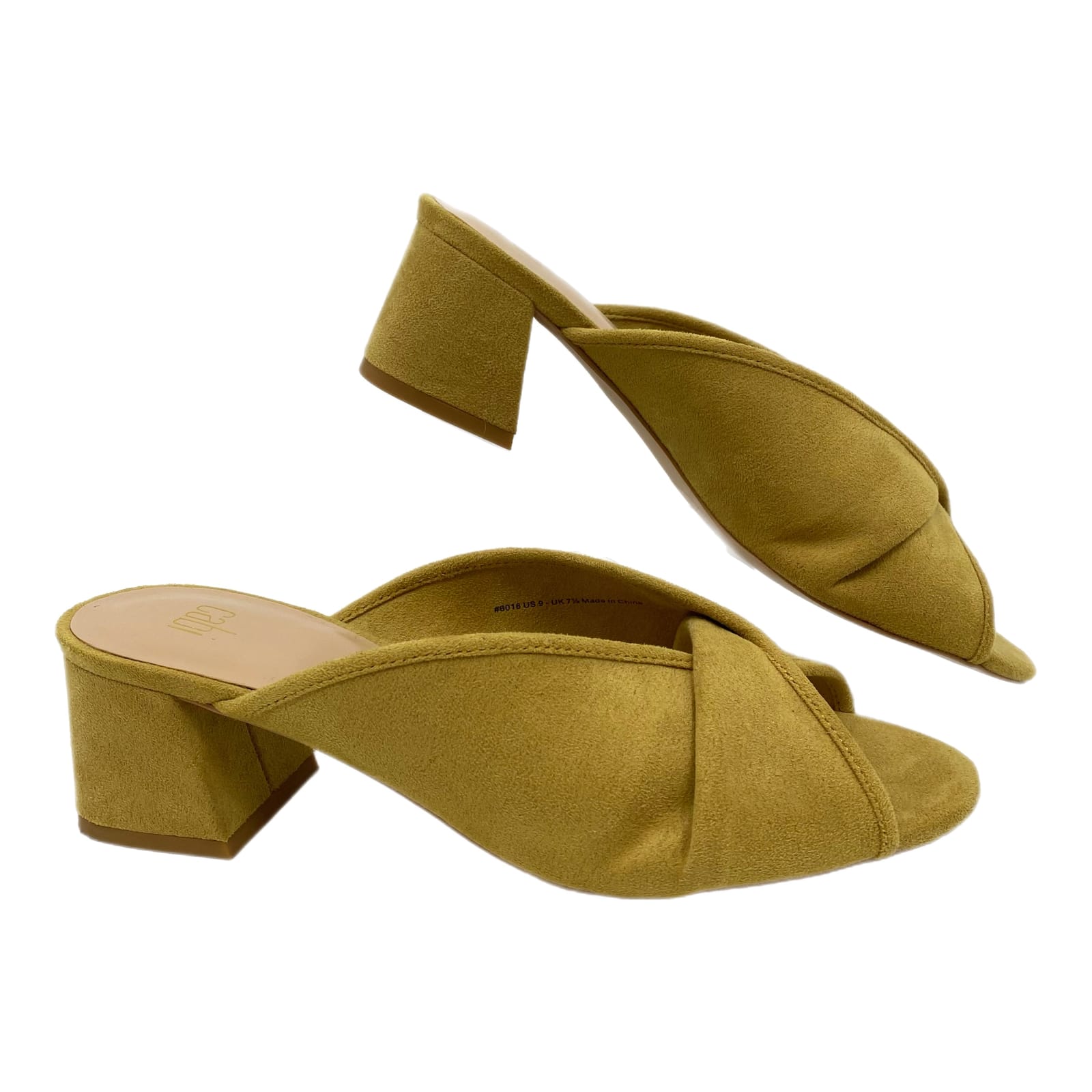 CAbi Green Suede Peep Toe Block Heels