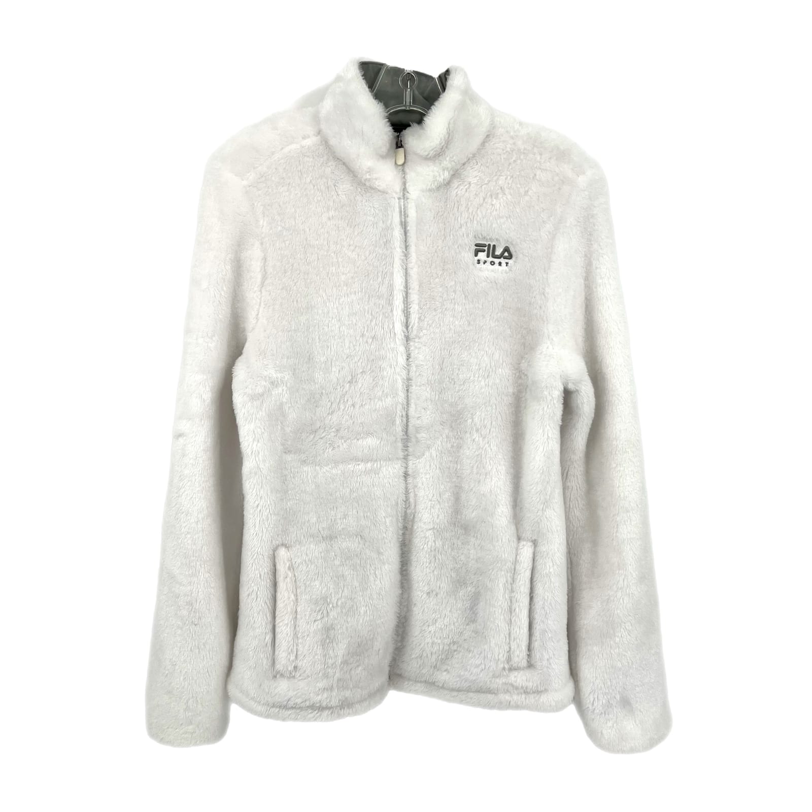 Fila White Zip-Up Teddy Jacket