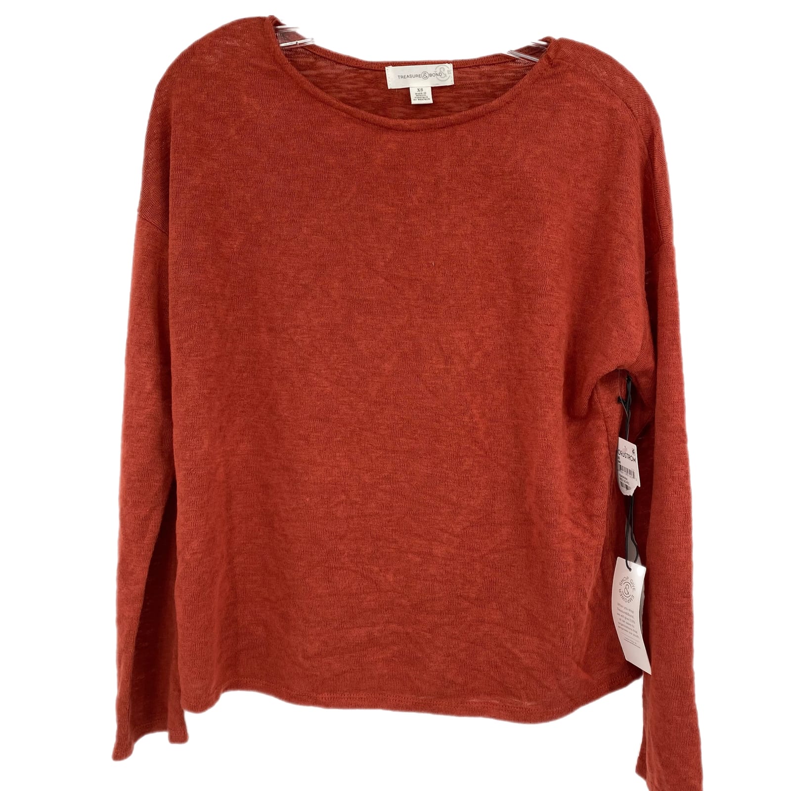Treasure & Bond Orange Pullover Solid Sweater