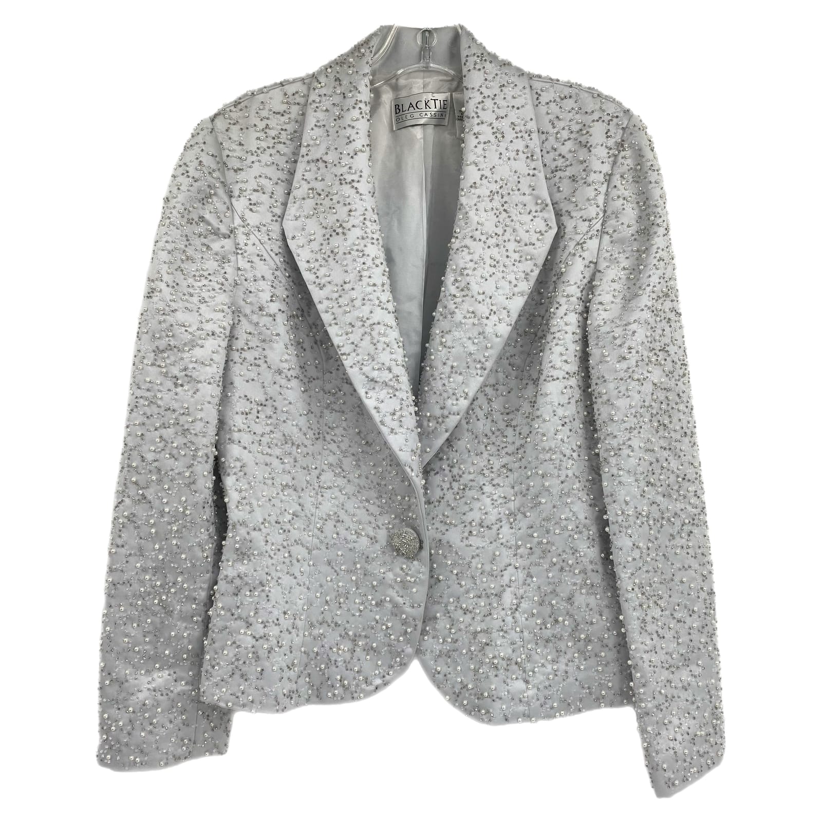 Oleg Cassini Silver Beaded Blazer