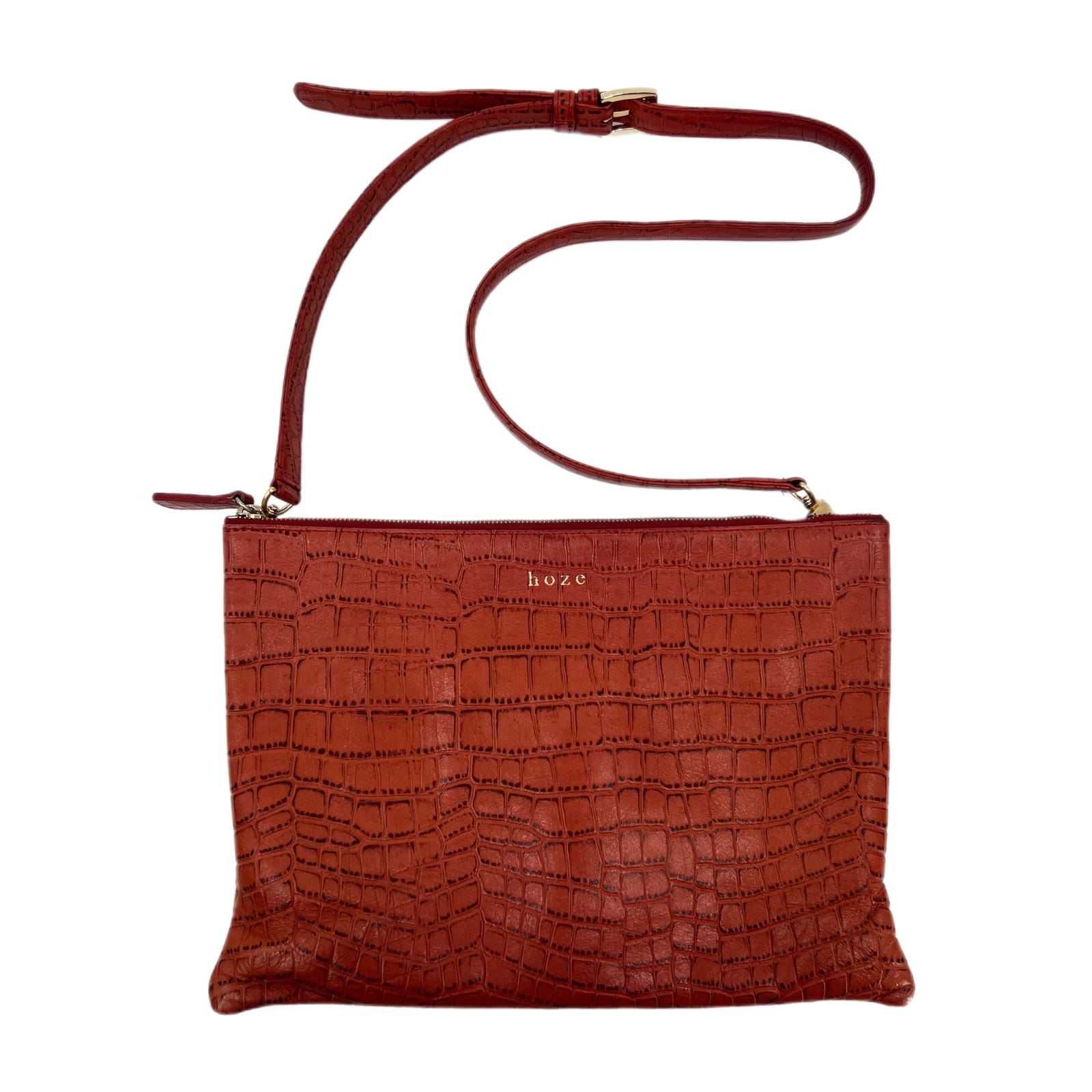 Hoze Orange Croc Adjustable Crossbody Bag