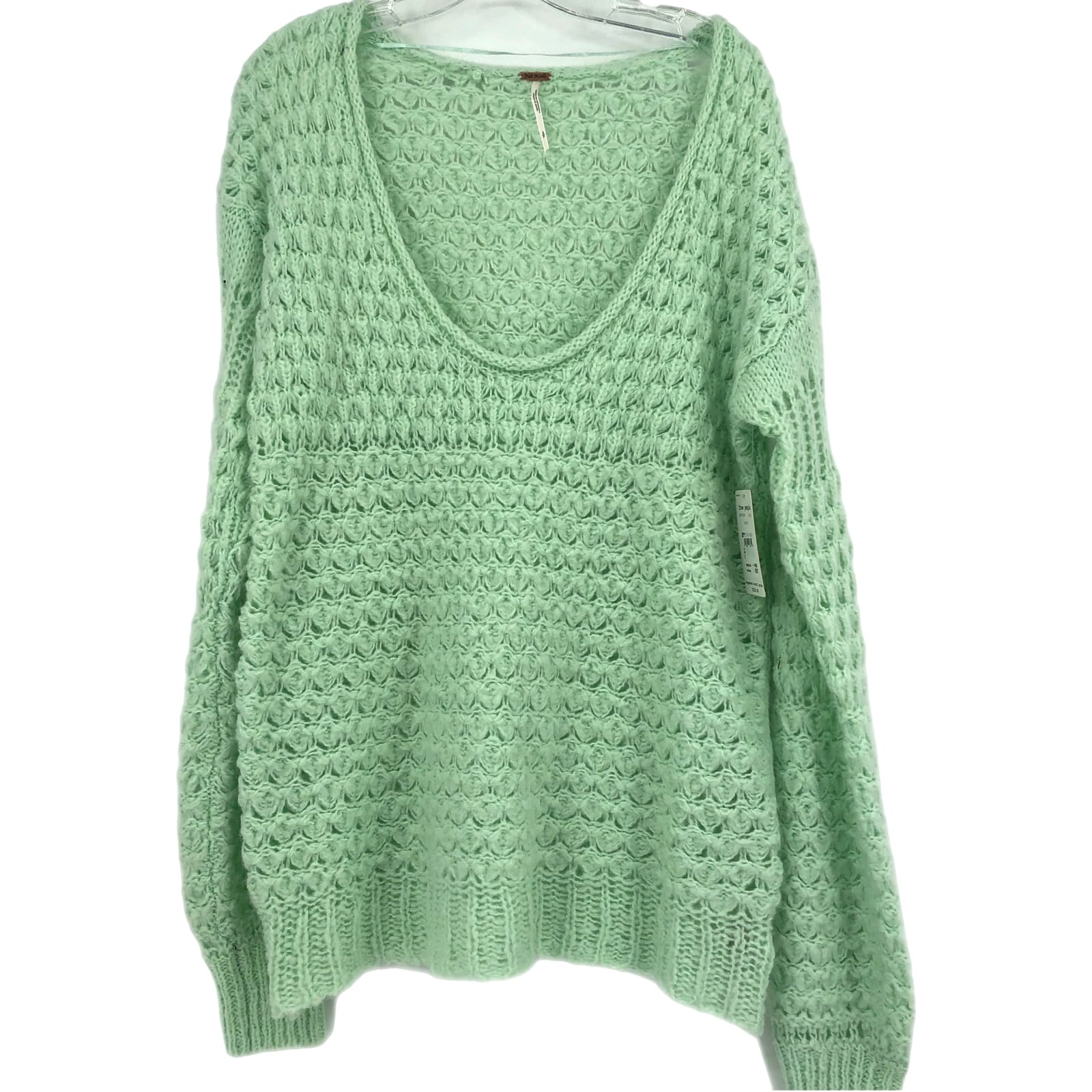 Free People Green Basic Round Neck Sweater