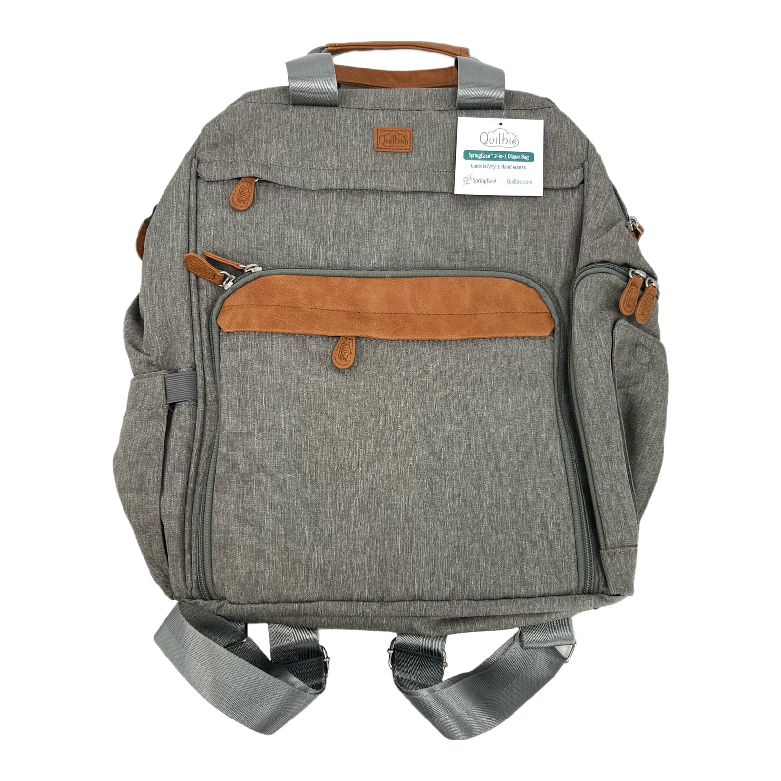 Gray 2-in-1 Diaper Bag Backpack