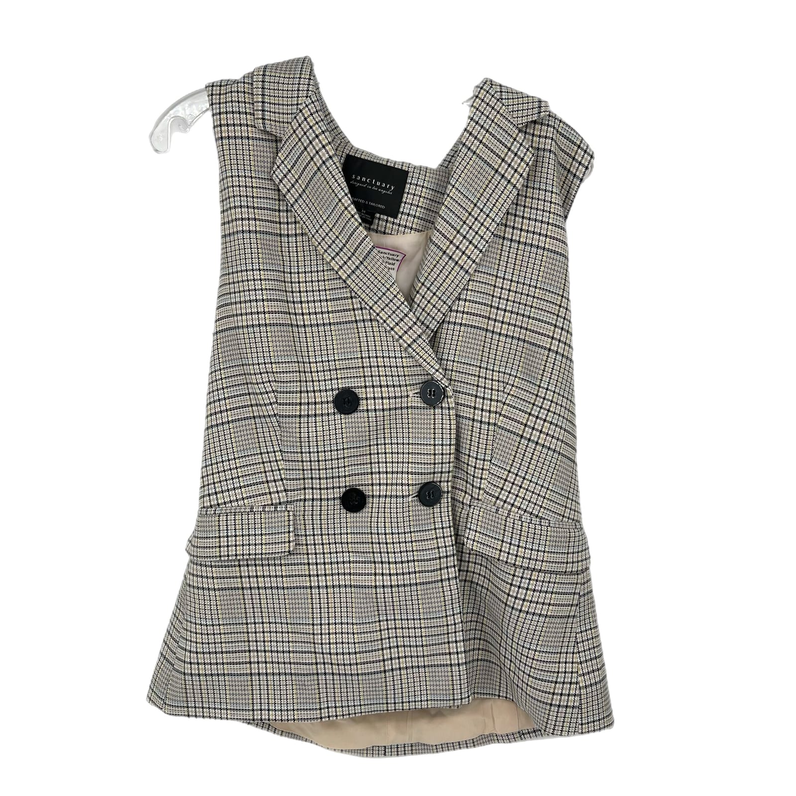 Sanctuary Black & Yellow Sleeveless Button-Up Shirt