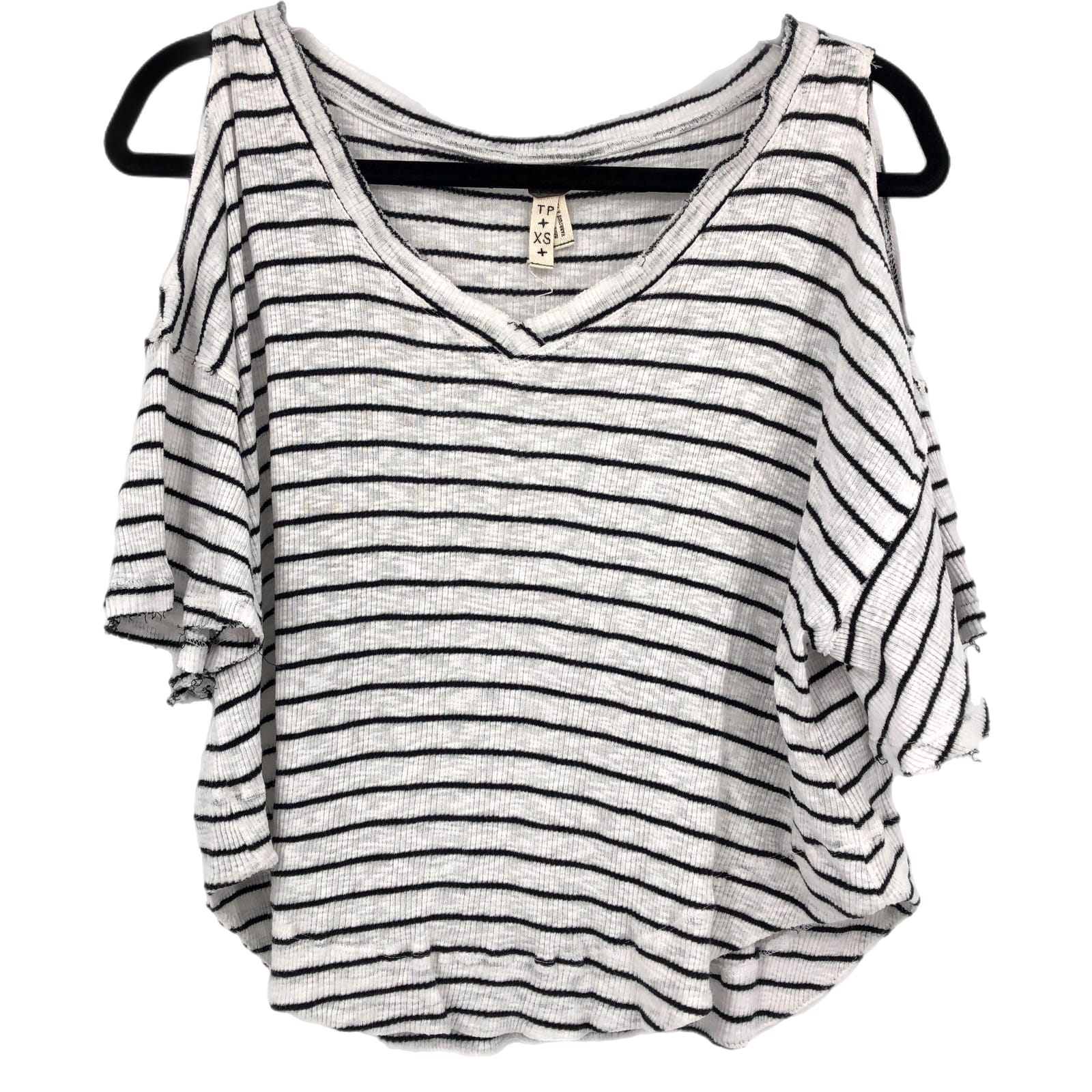 We The Free Black & White Striped Batwing Sleeve T-Shirt