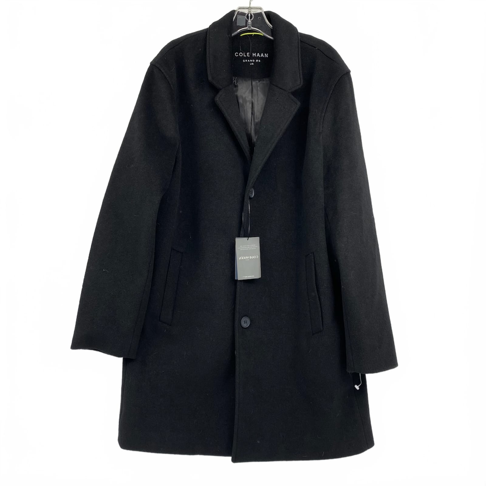 Cole Haan Black Wool Blend Pea Coat