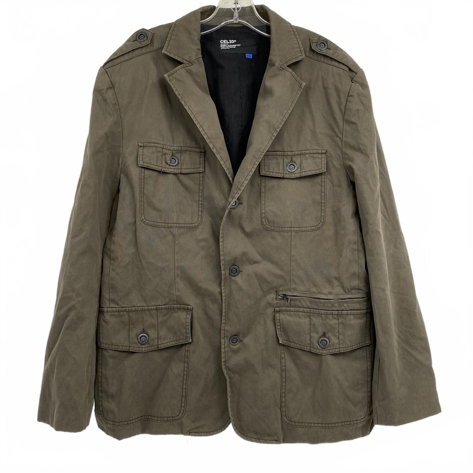 Celio Gray Green Blazer-Style Utility Jacket