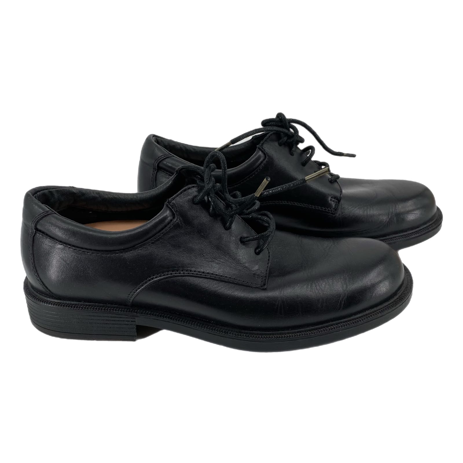 French Shiner Black Leather Lace-Up Loafers