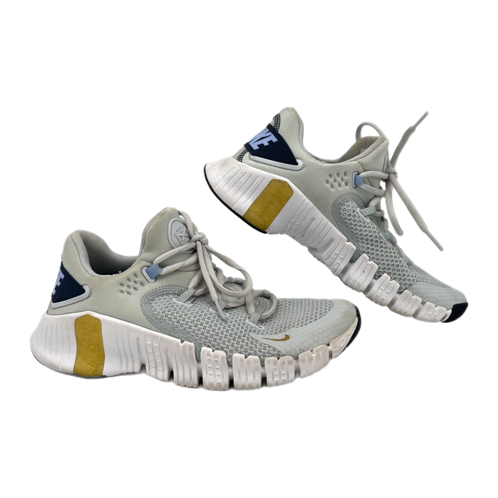 Nike Gray Gold Lace Up Metcon 4 Pure Sneakers