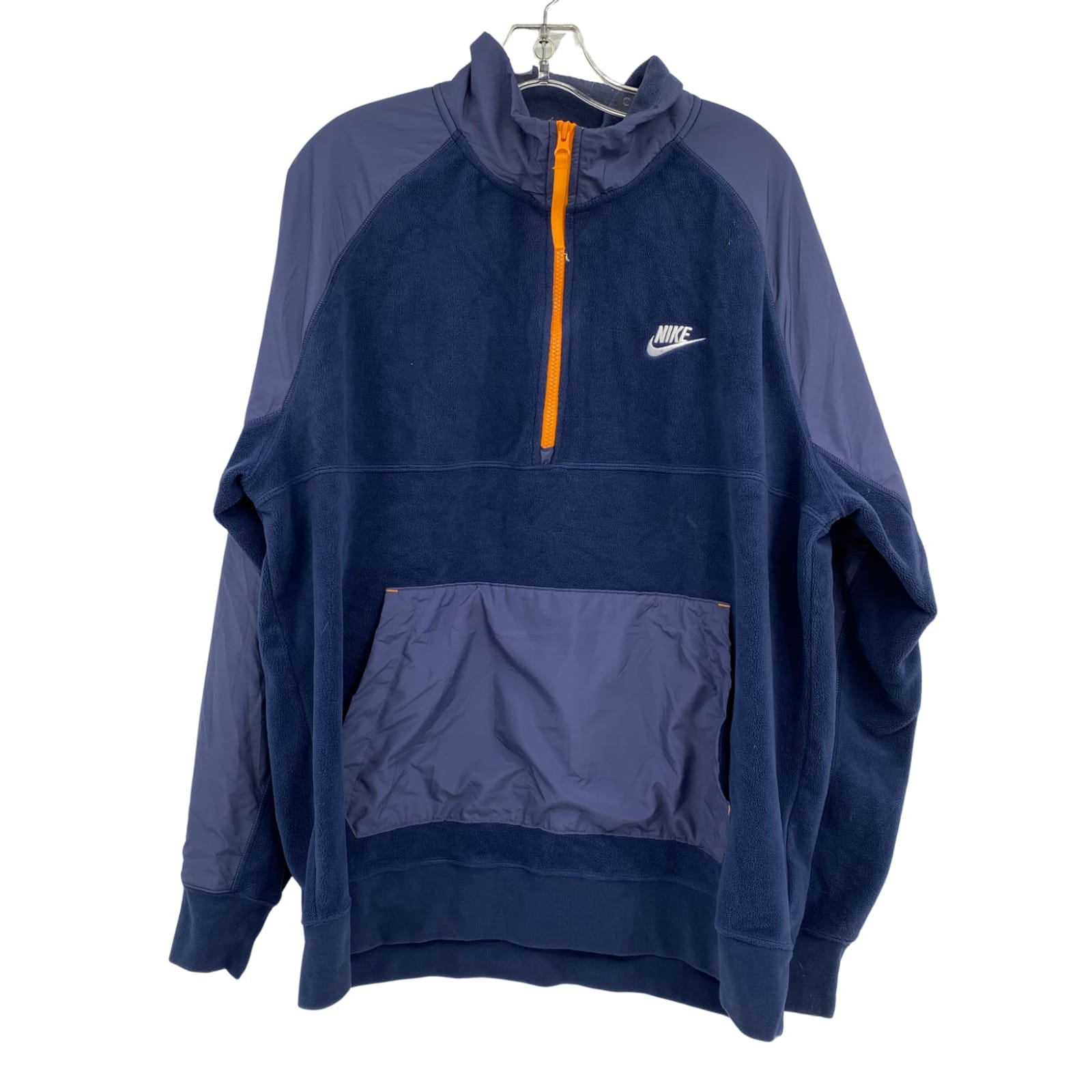 Nike Blue & Orange Synthetic High Neck Pullover Sweatshirt