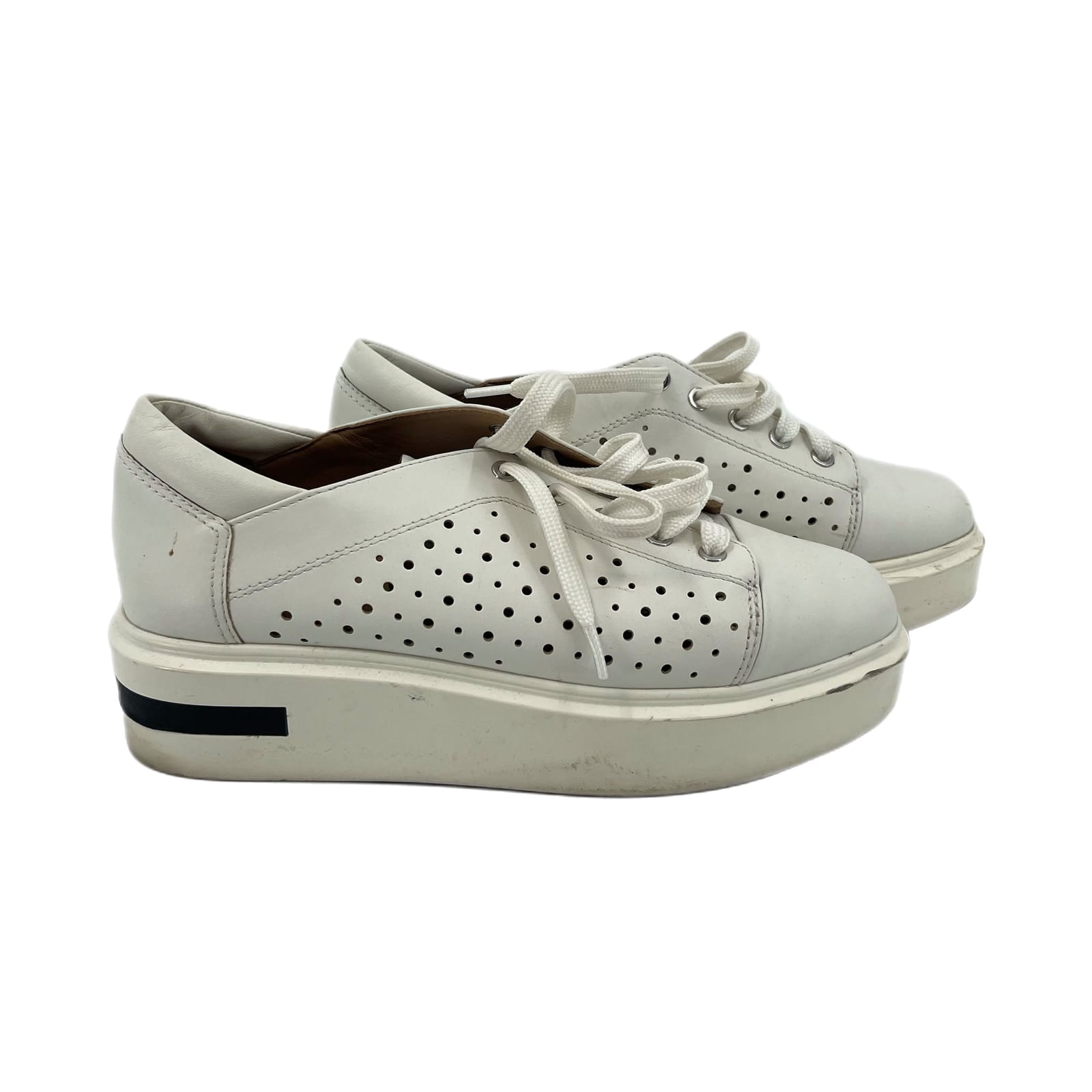 Paolo White Leather Athletic Sneakers