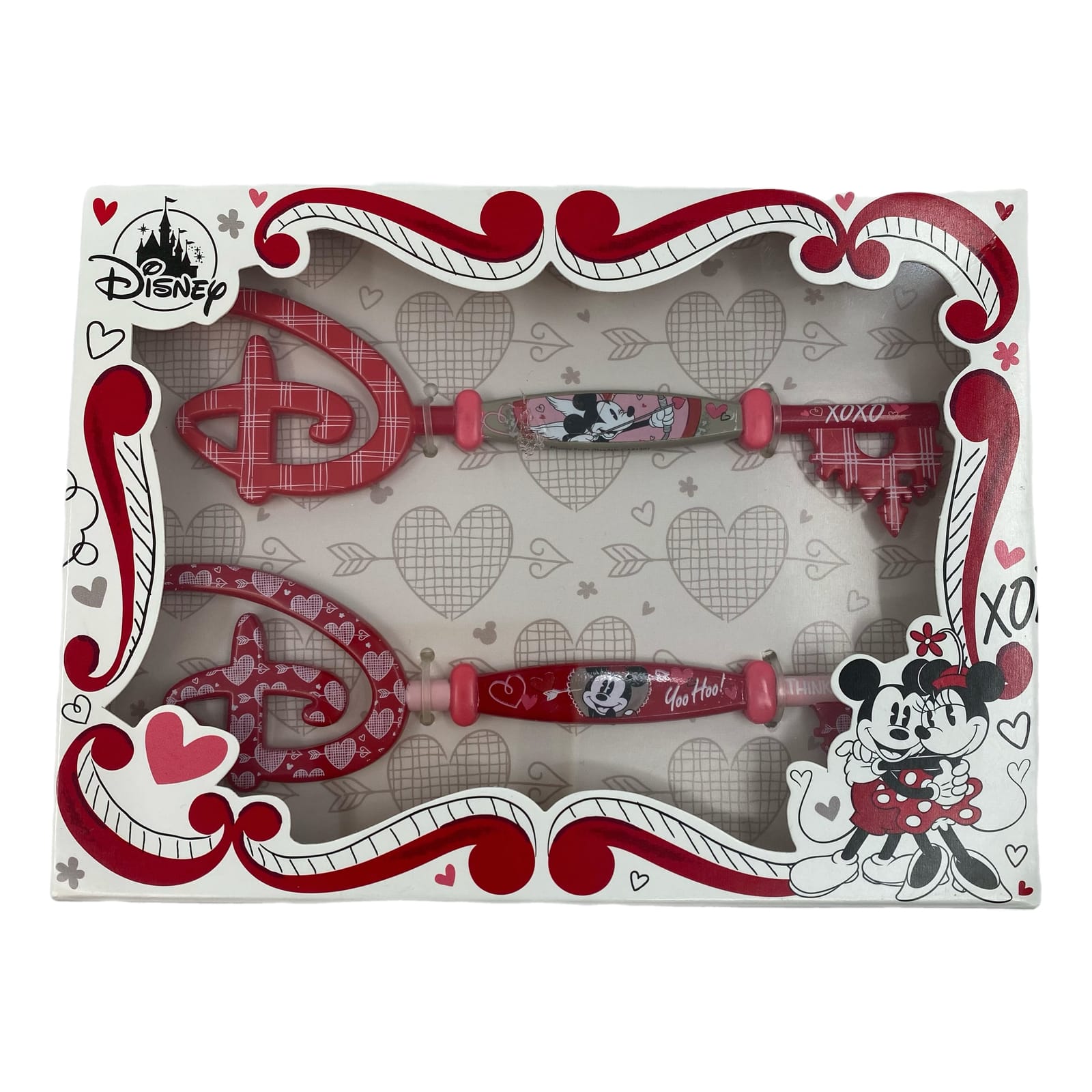 Disney Red White Mickey and Minnie Mouse Valentine's Day Keys