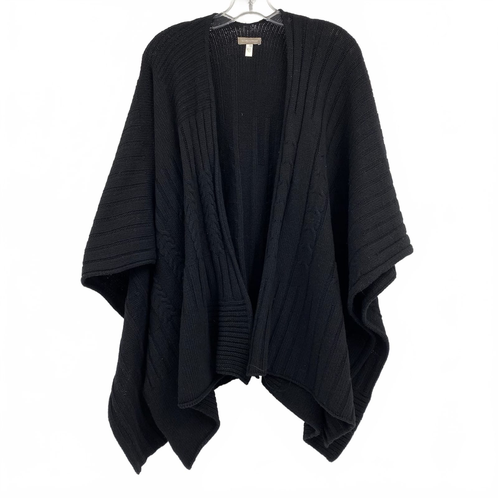Nordstrom Black Wool Knit Shawl