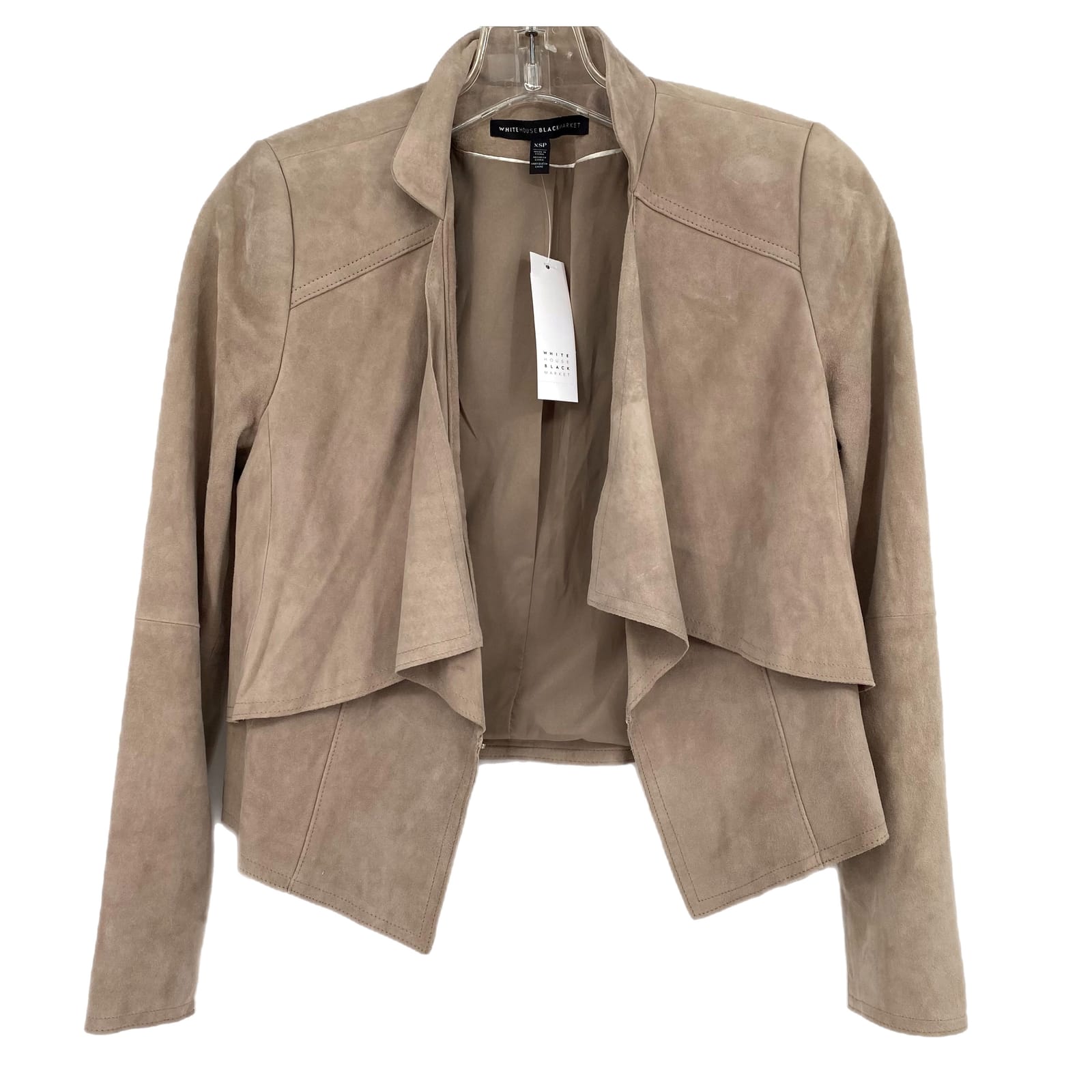 White House Black Market Tan Leather Utility Jacket