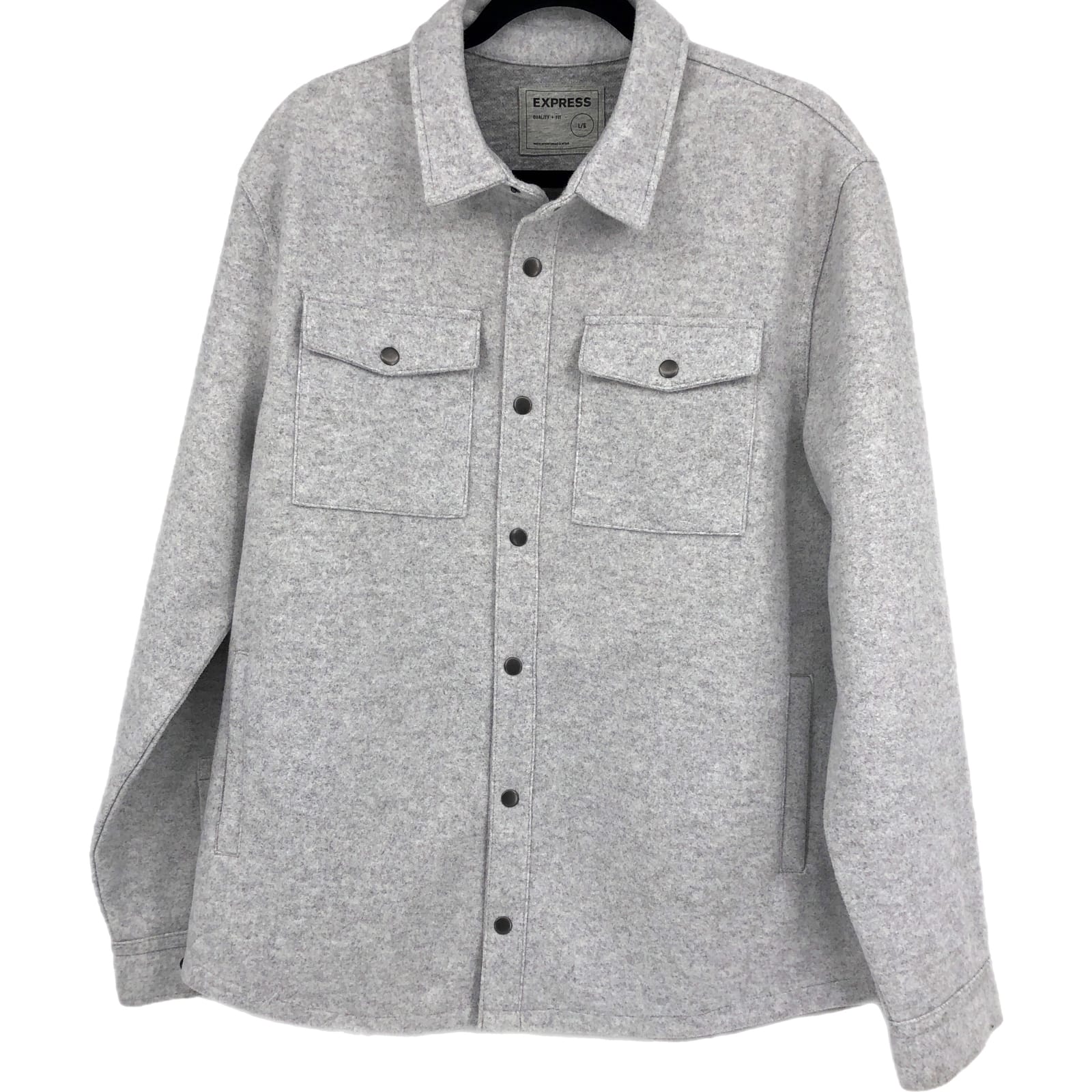 Express Gray Classic Button-Up Shacket