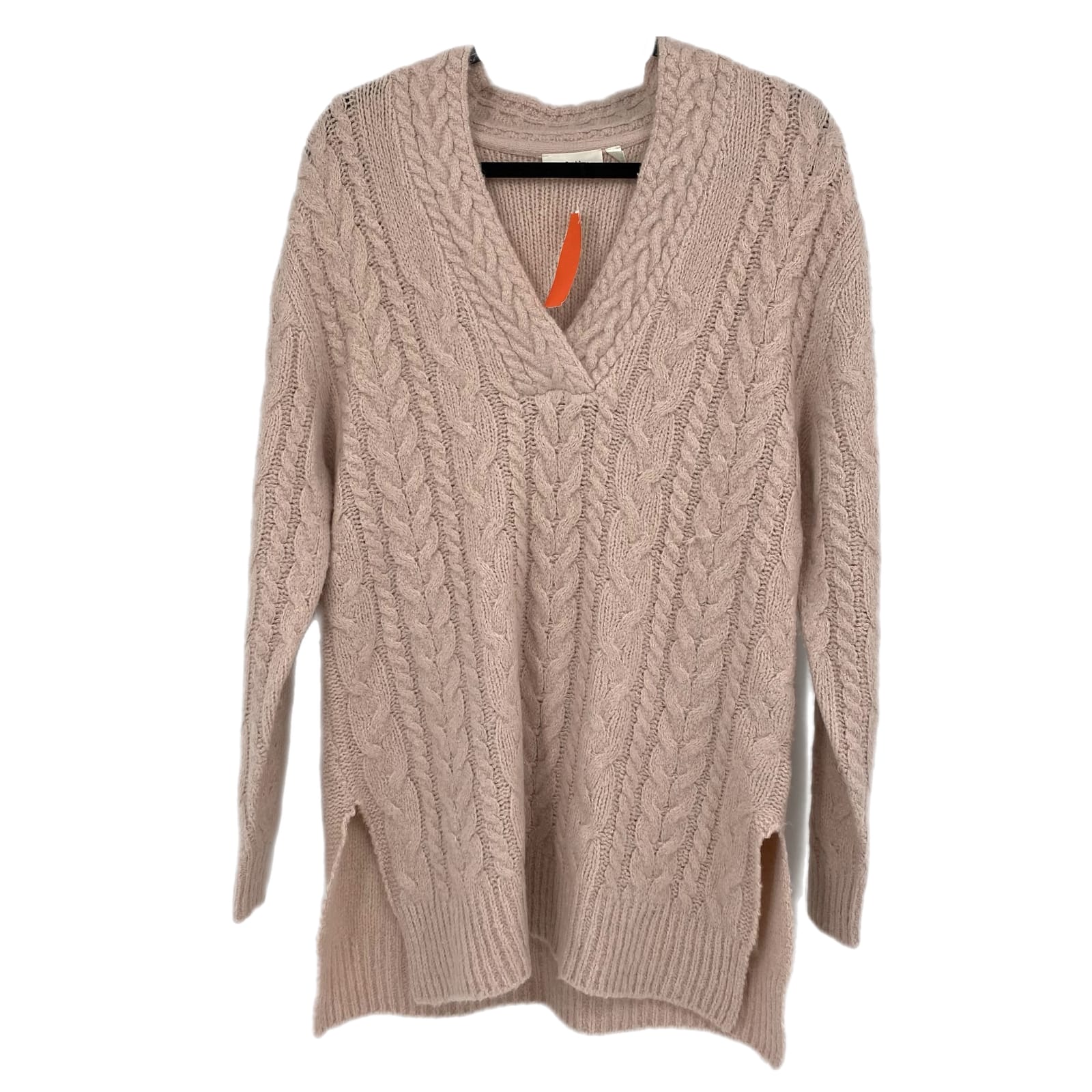 Pink Long Sleeve V-Neck Sweater