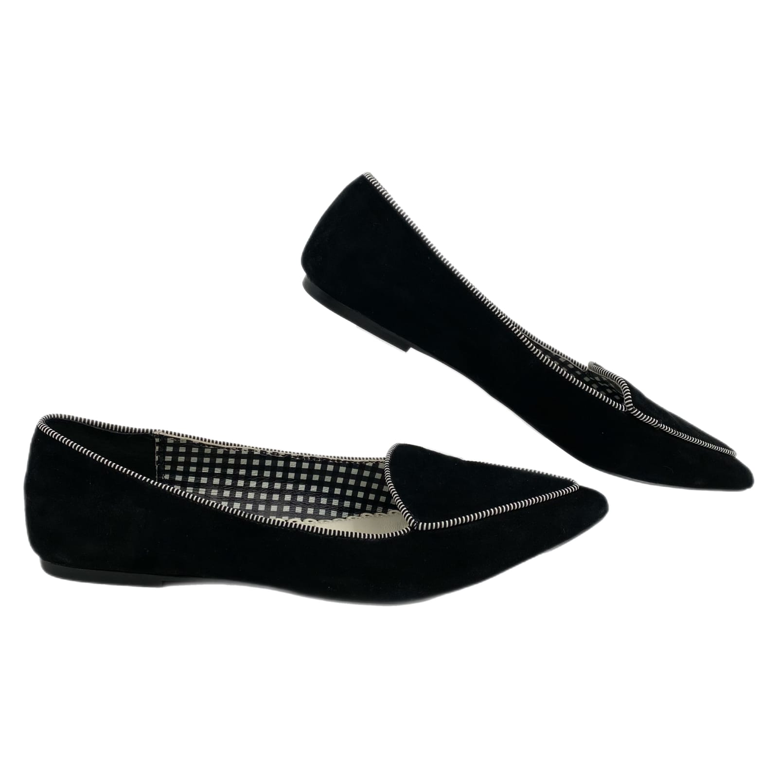 1901 Classic Black Suede Pointed Toe Flats